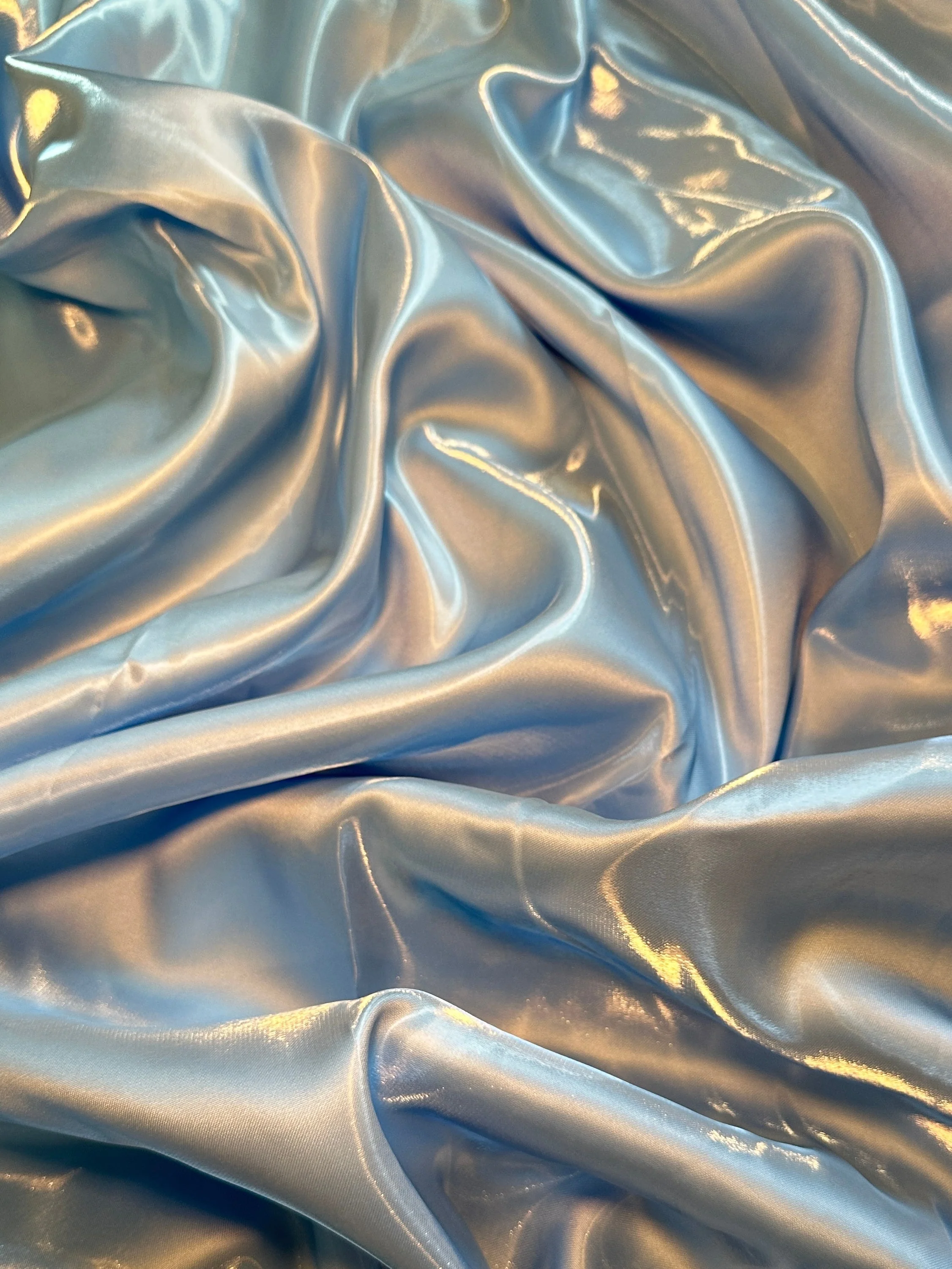 Baby Blue Liquid Bridal Satin - Image 7