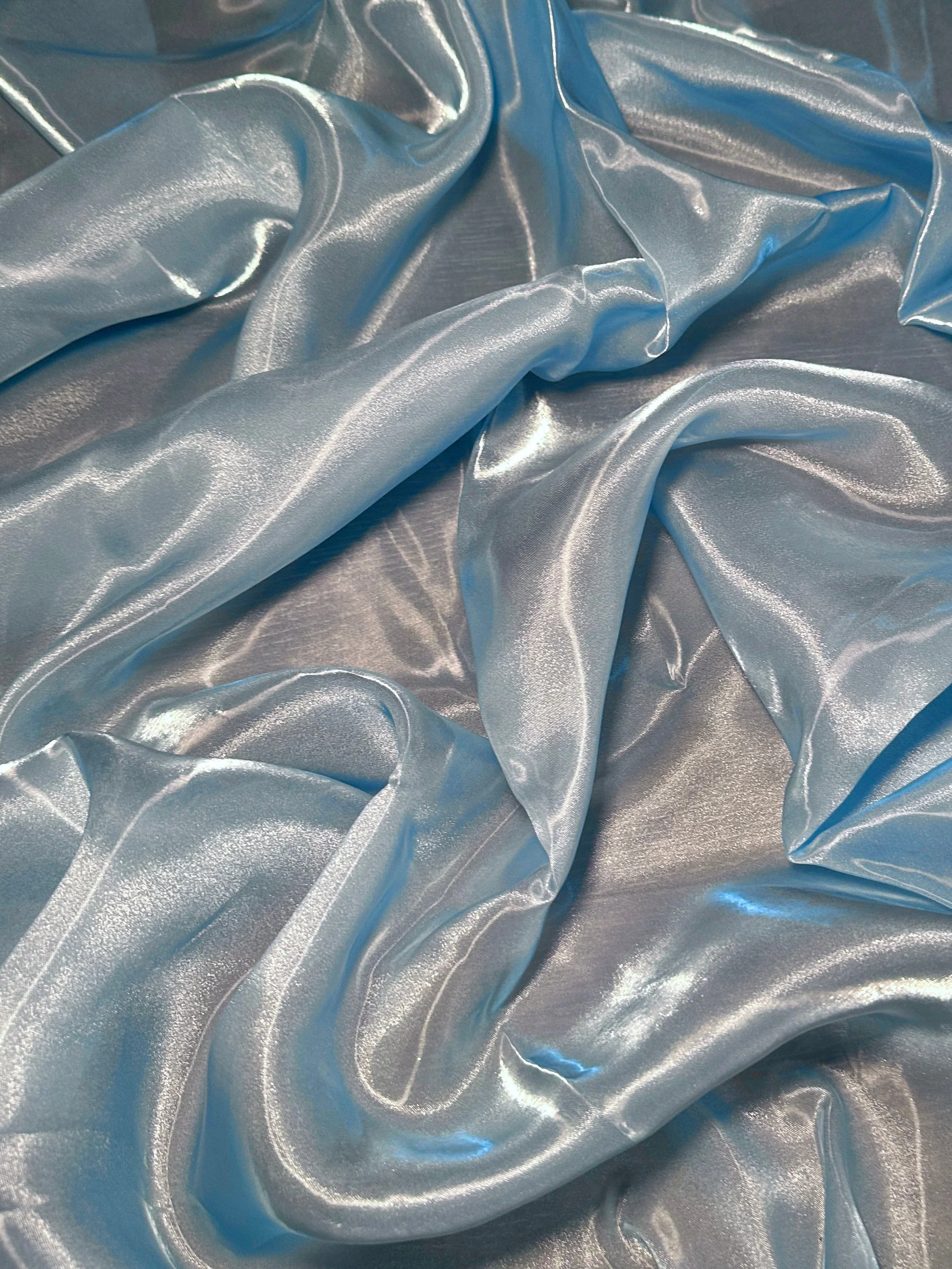 Baby Blue Liquid Shimmery Organza - Image 2