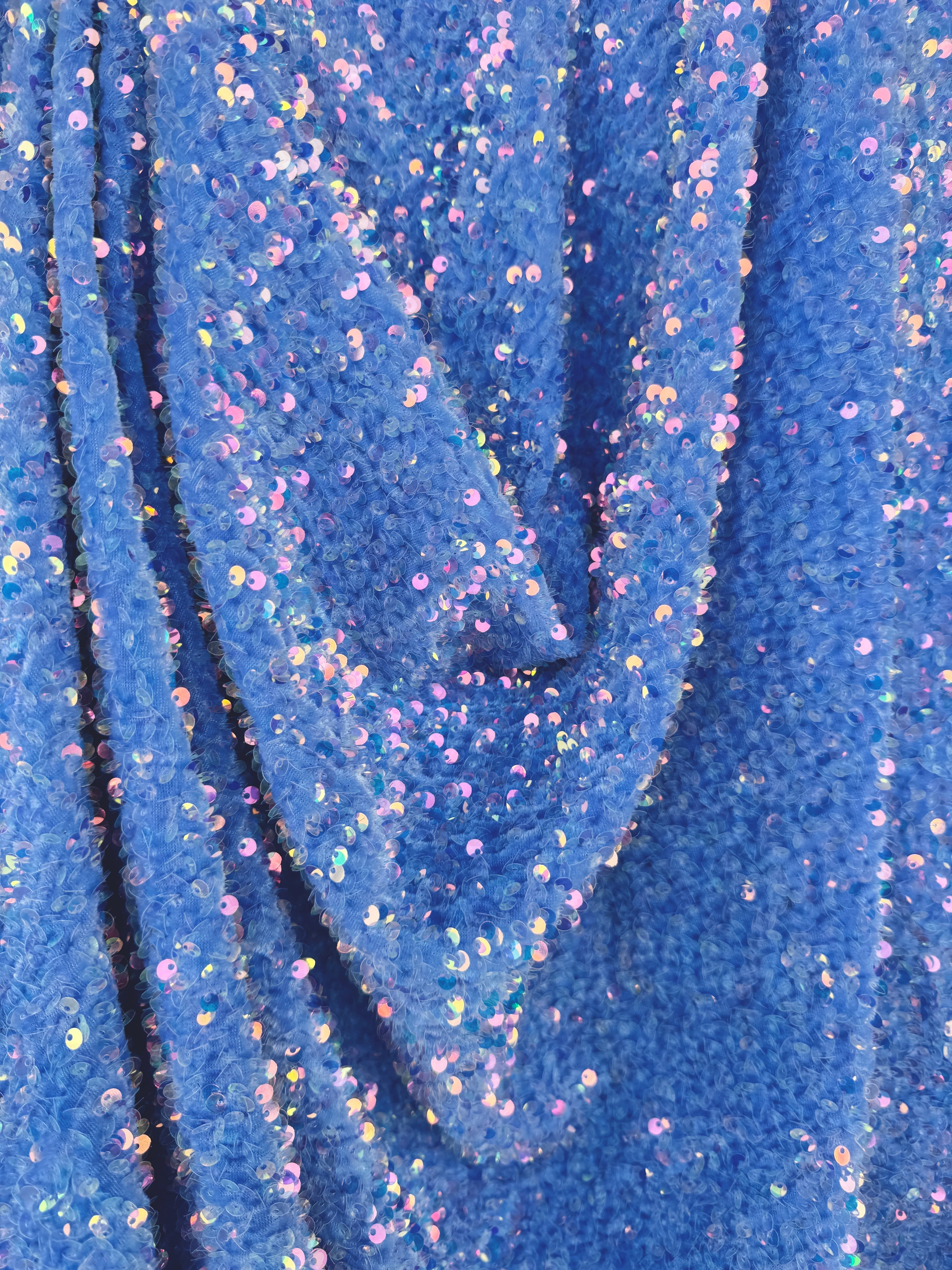 Iridescent Baby Blue Sequin on Velvet - Image 3