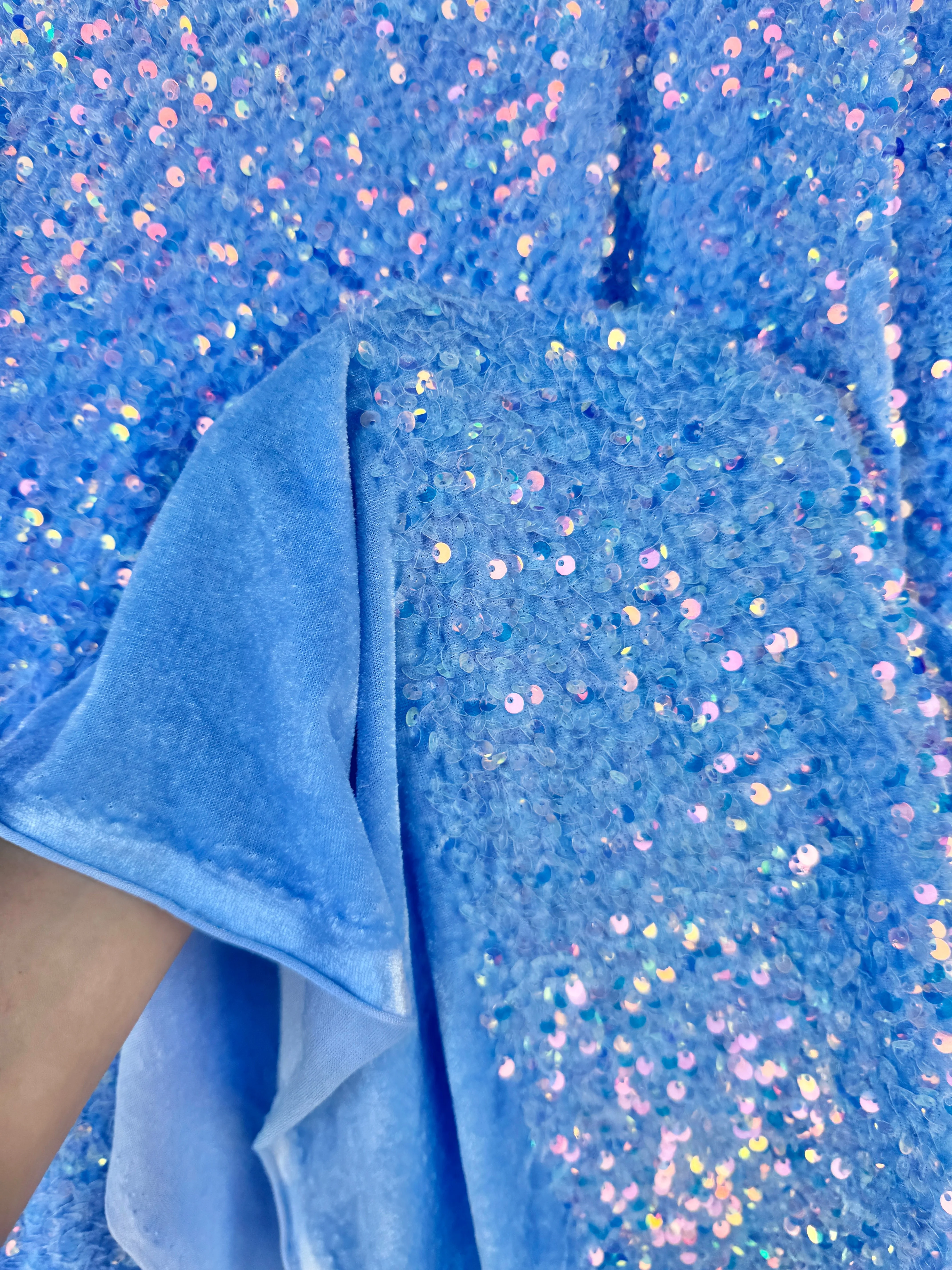 Iridescent Baby Blue Sequin on Velvet - Image 4