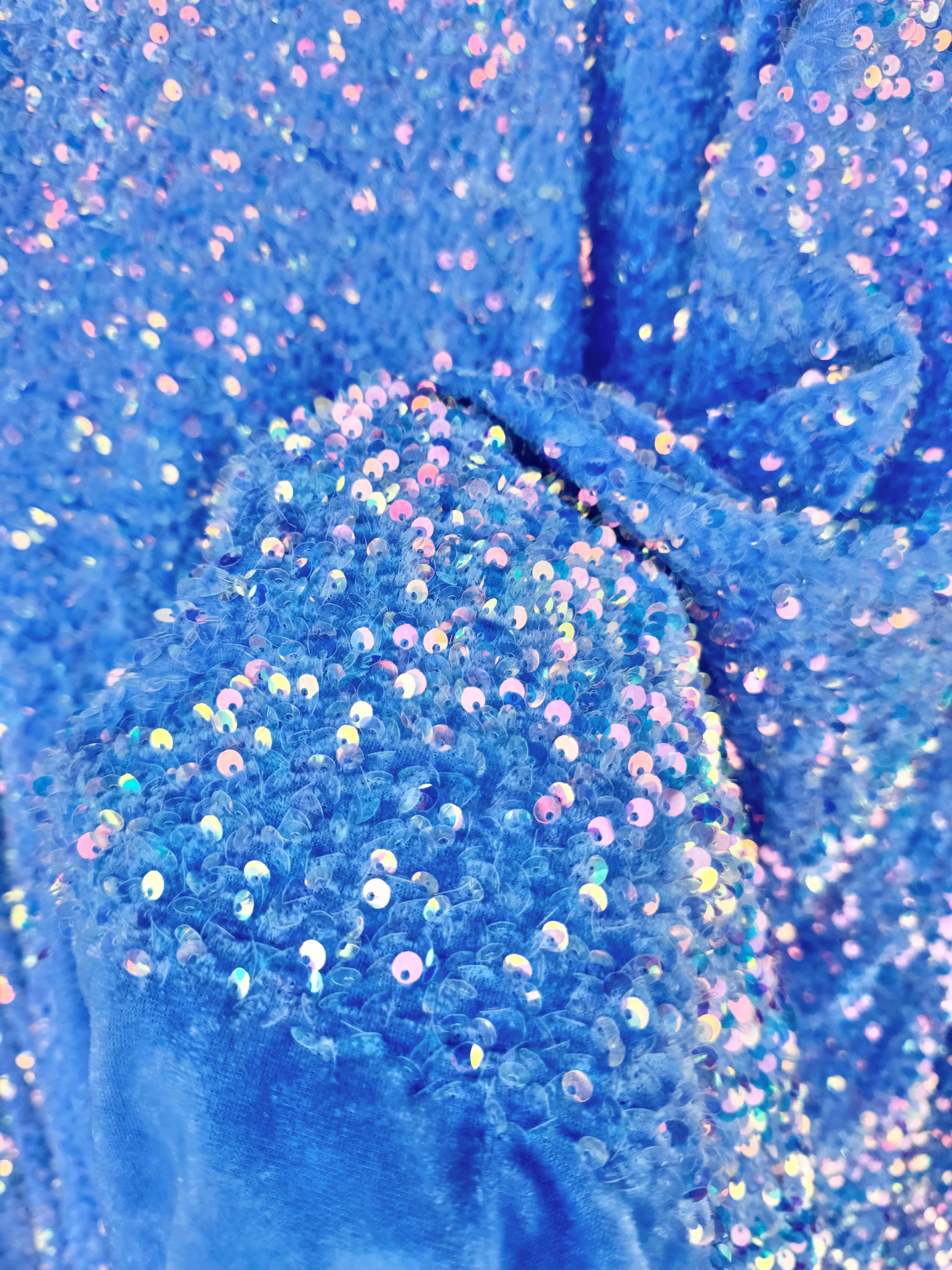 Iridescent Baby Blue Sequin on Velvet - Image 5