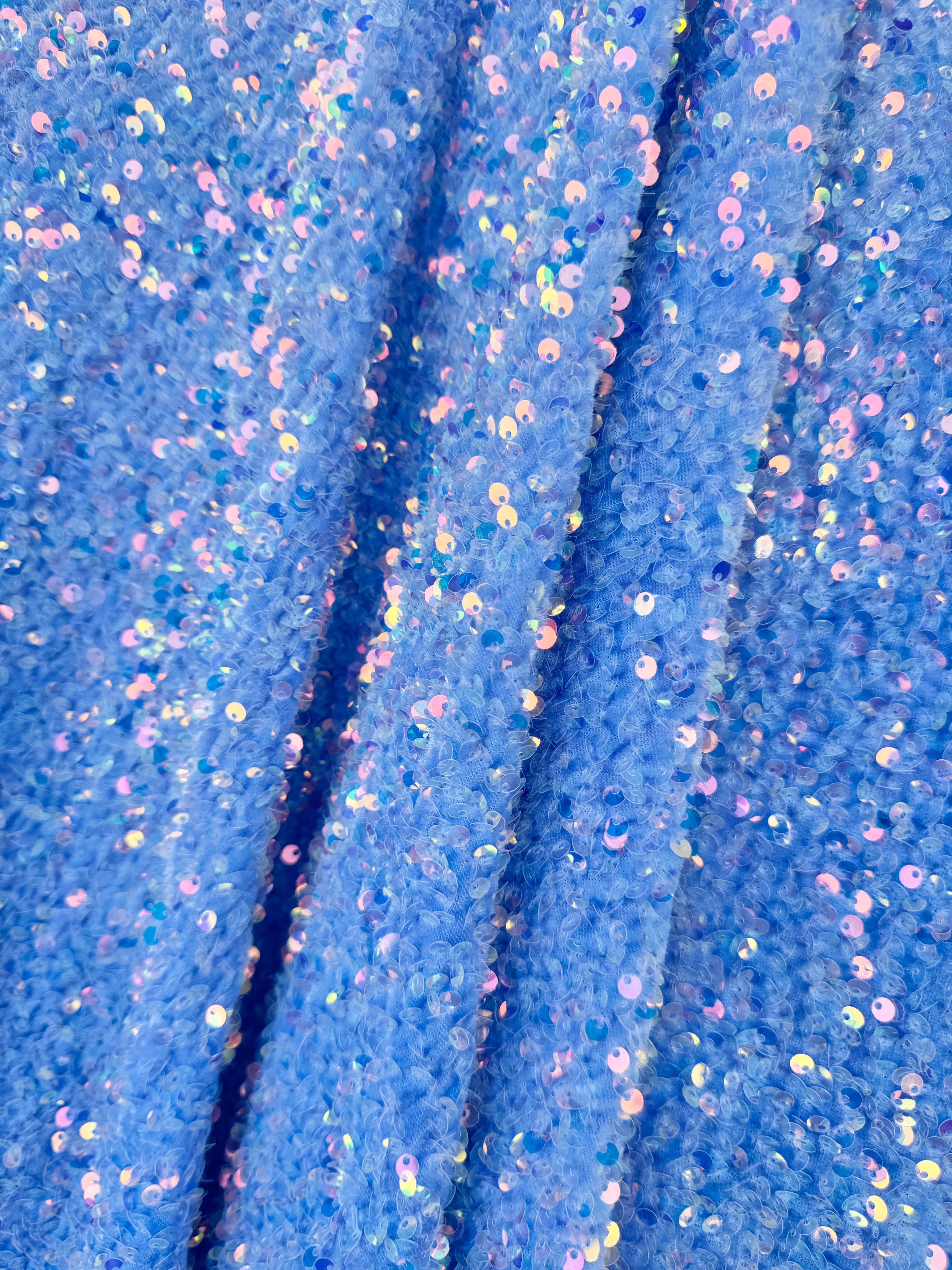 Iridescent Baby Blue Sequin on Velvet - Image 6