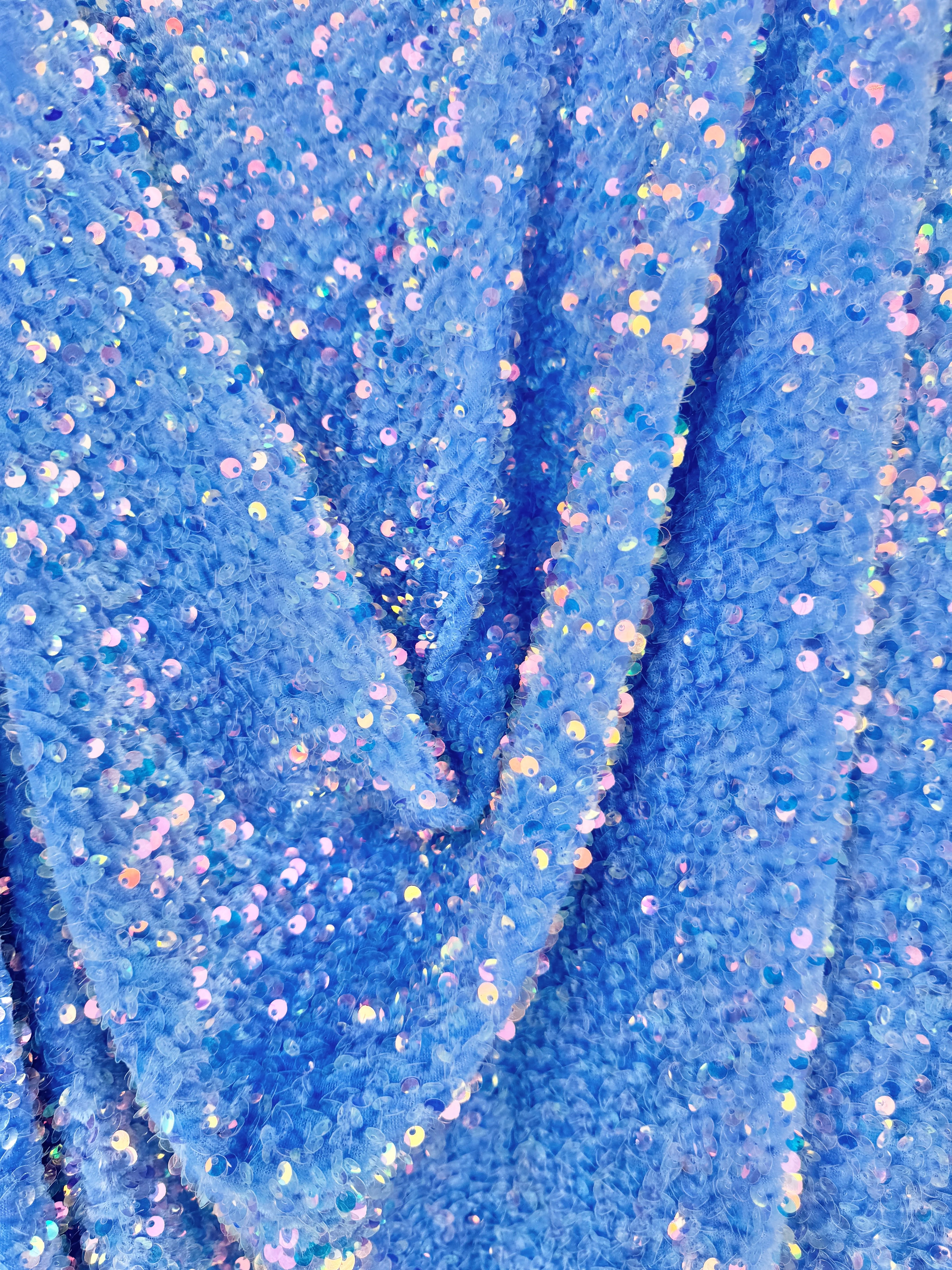 Iridescent Baby Blue Sequin on Velvet - Image 7