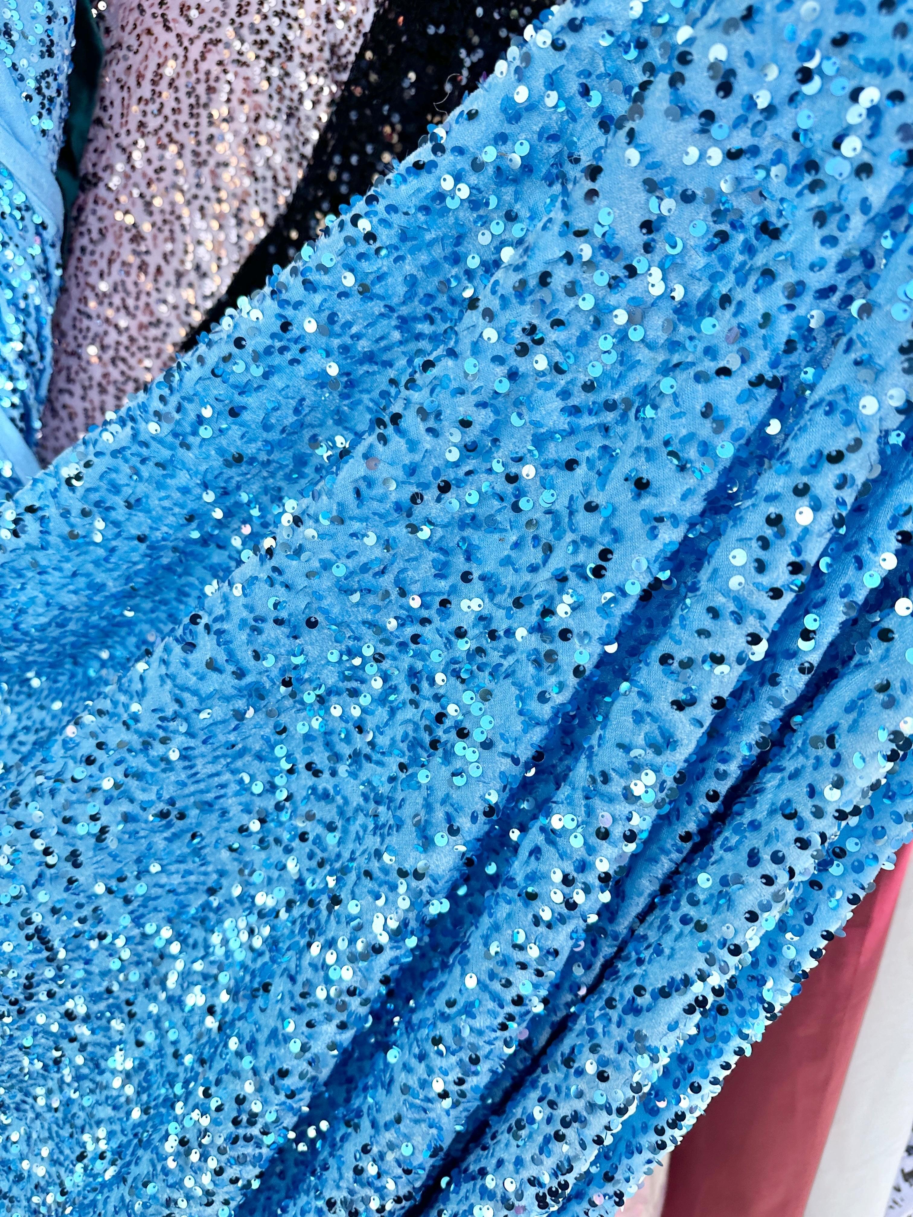 Baby Blue Sequins Velvet - Image 10