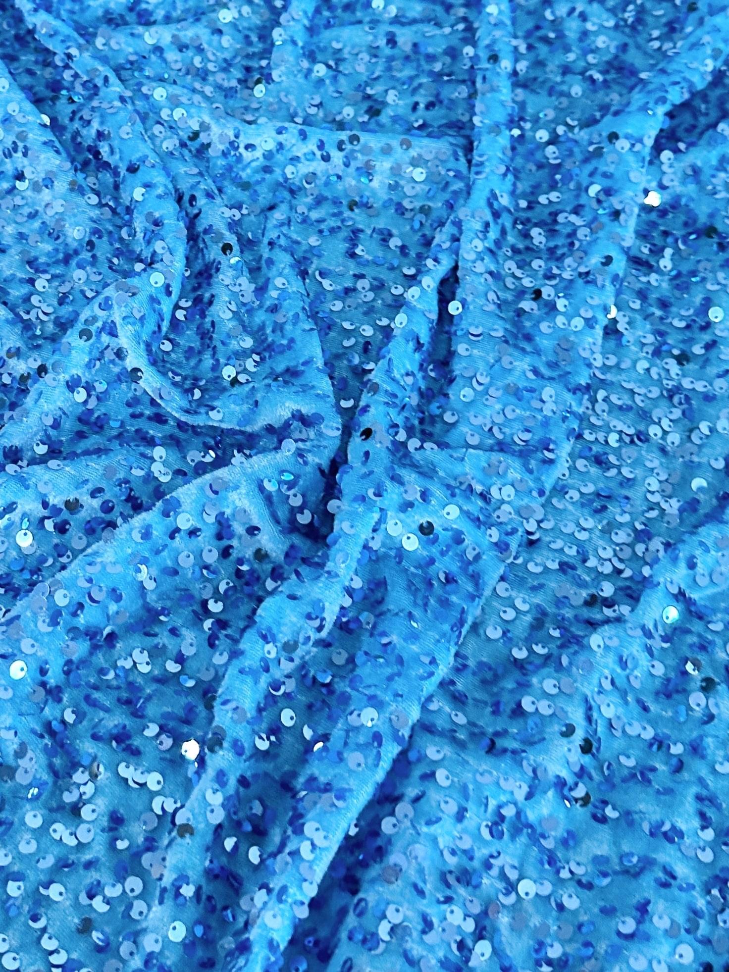 Baby Blue Sequins Velvet - Image 12
