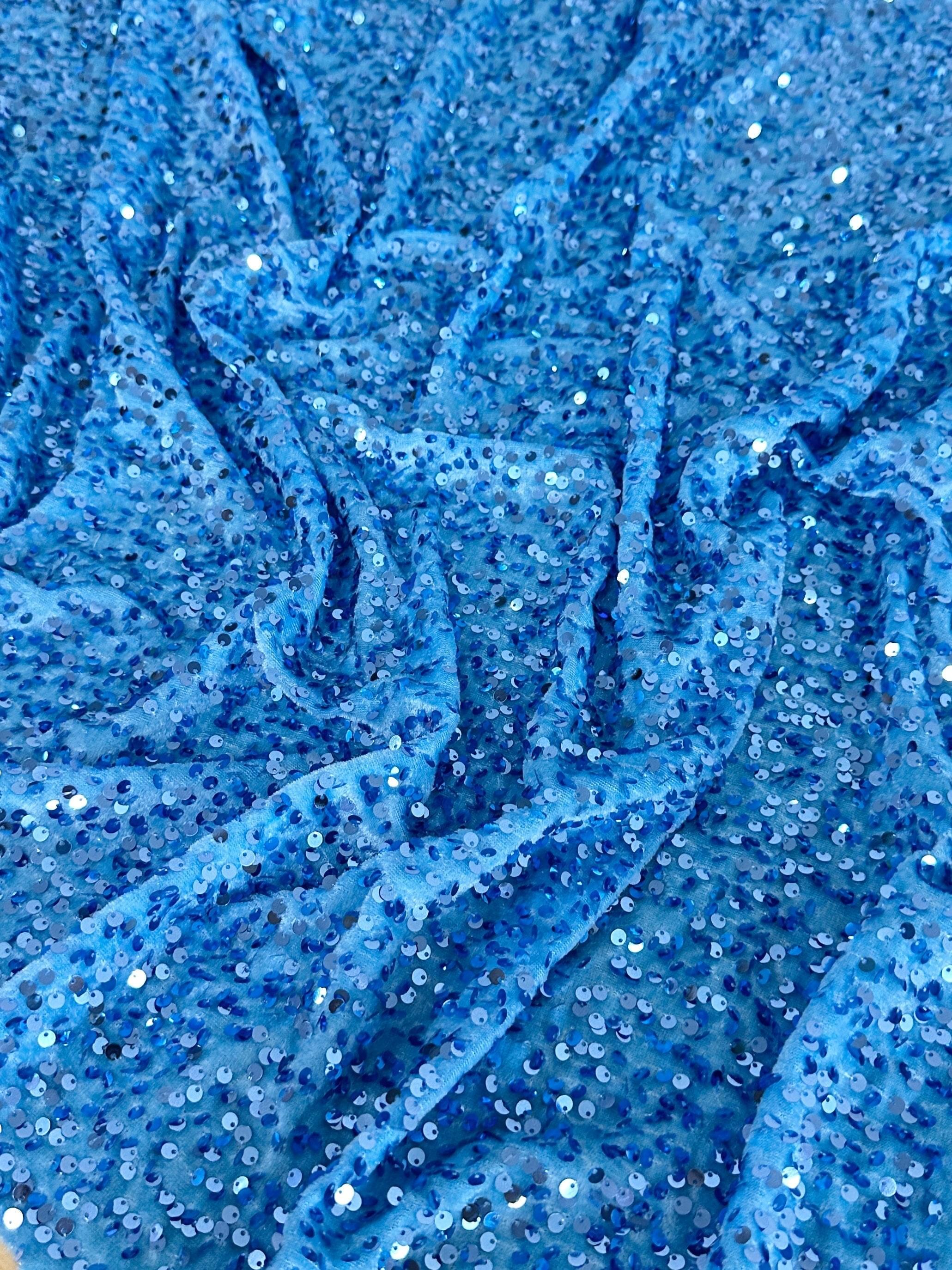 Baby Blue Sequins Velvet - Image 4