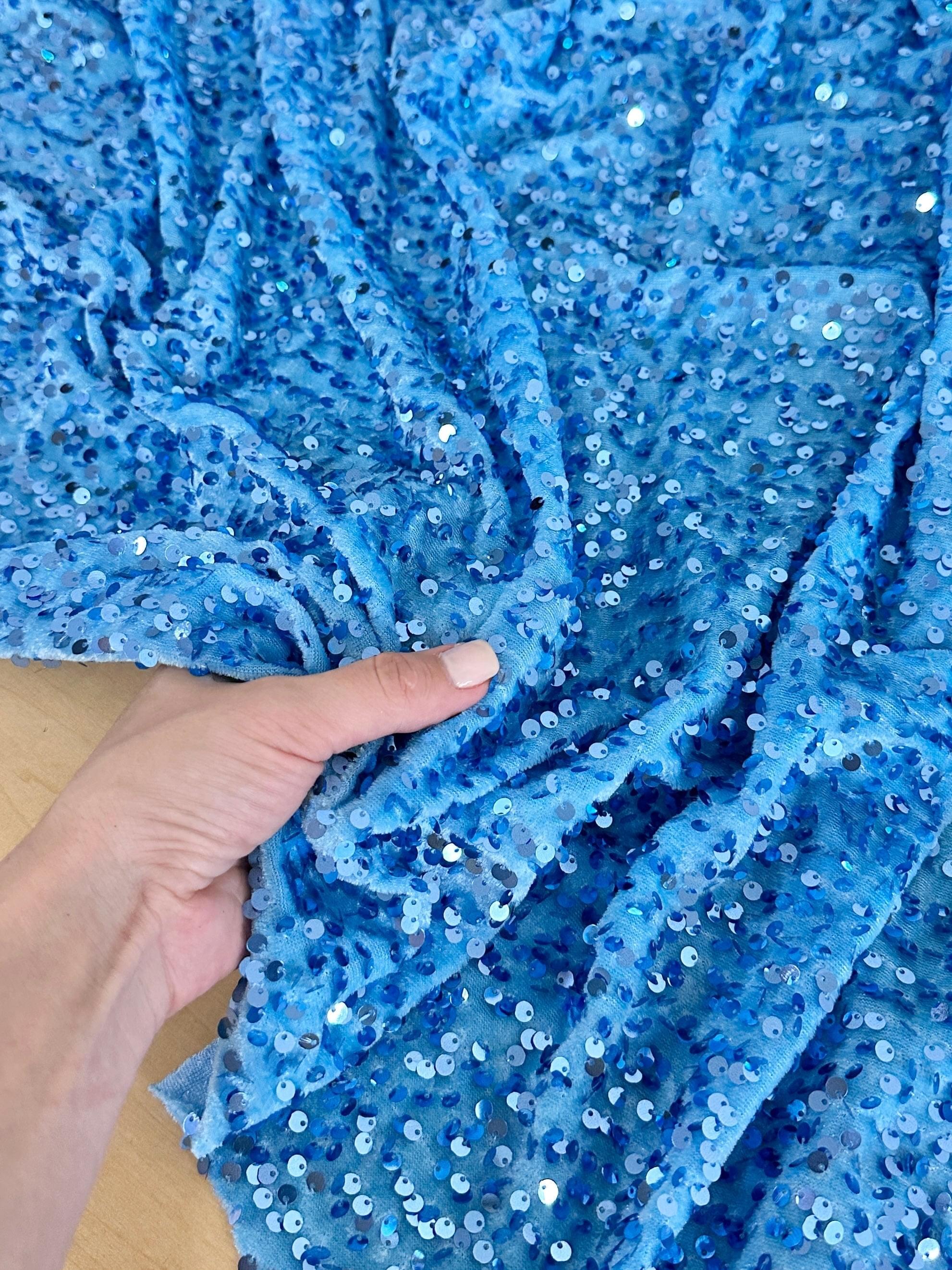 Baby Blue Sequins Velvet - Image 5