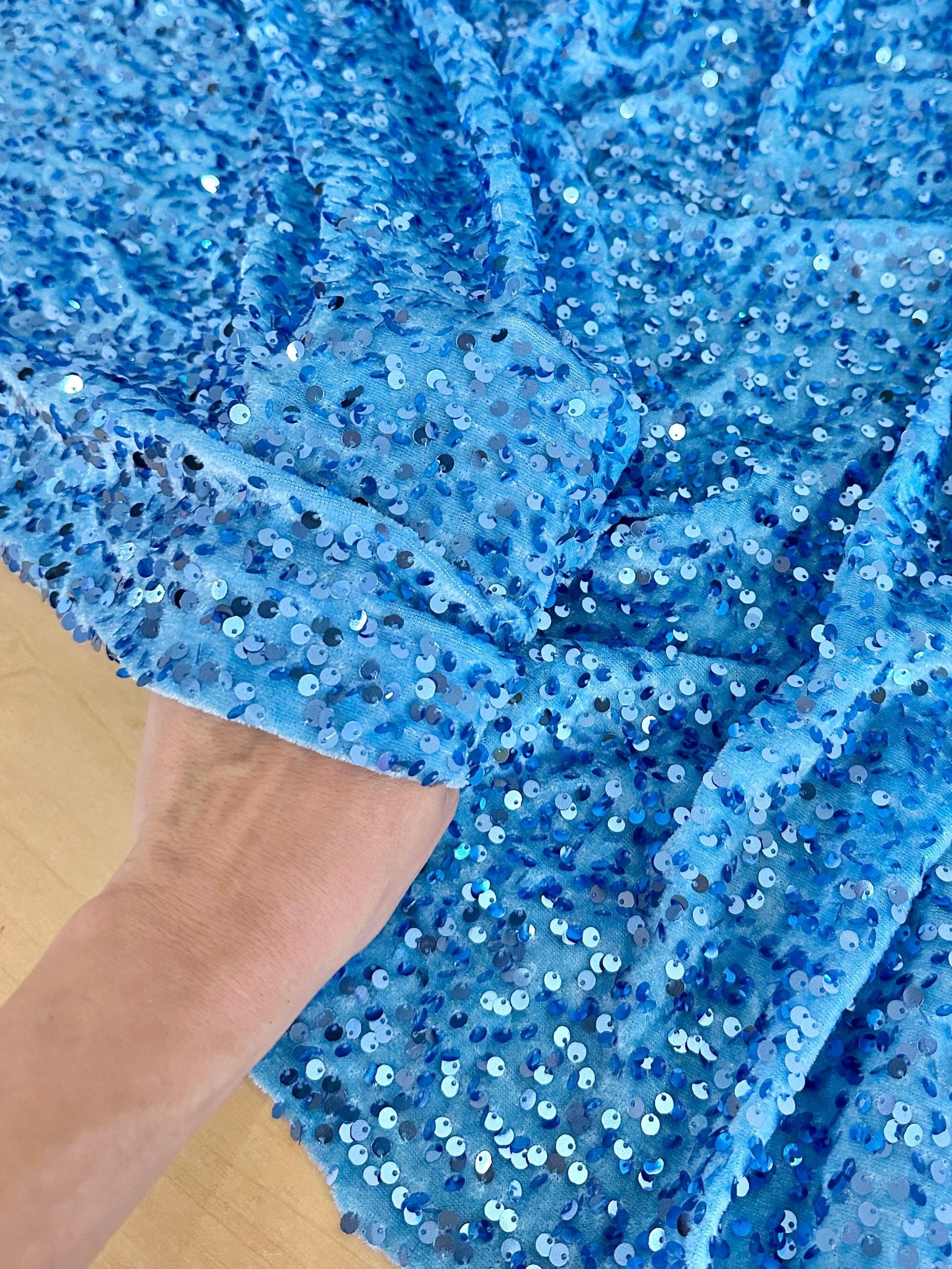 Baby Blue Sequins Velvet - Image 6