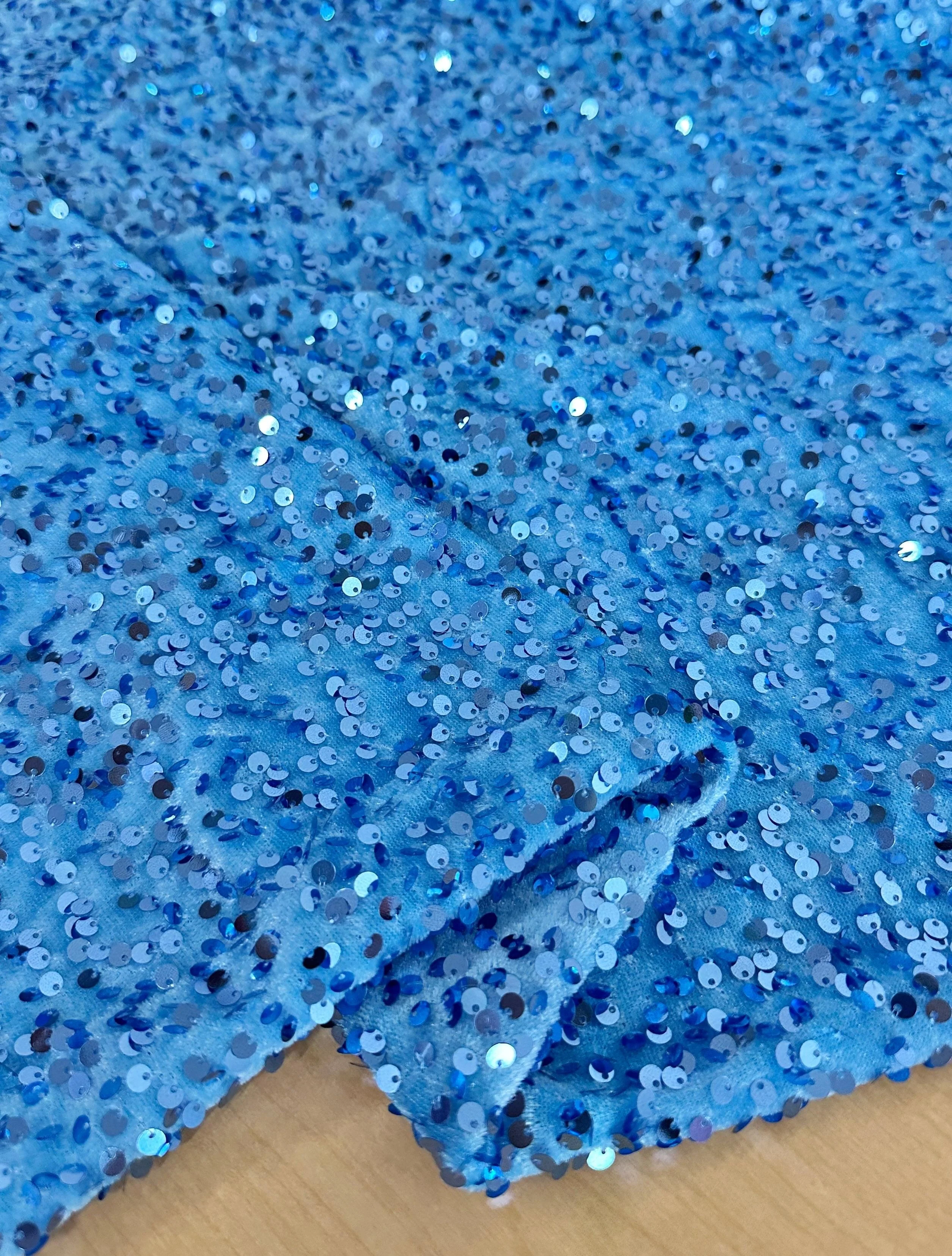 Baby Blue Sequins Velvet - Image 8