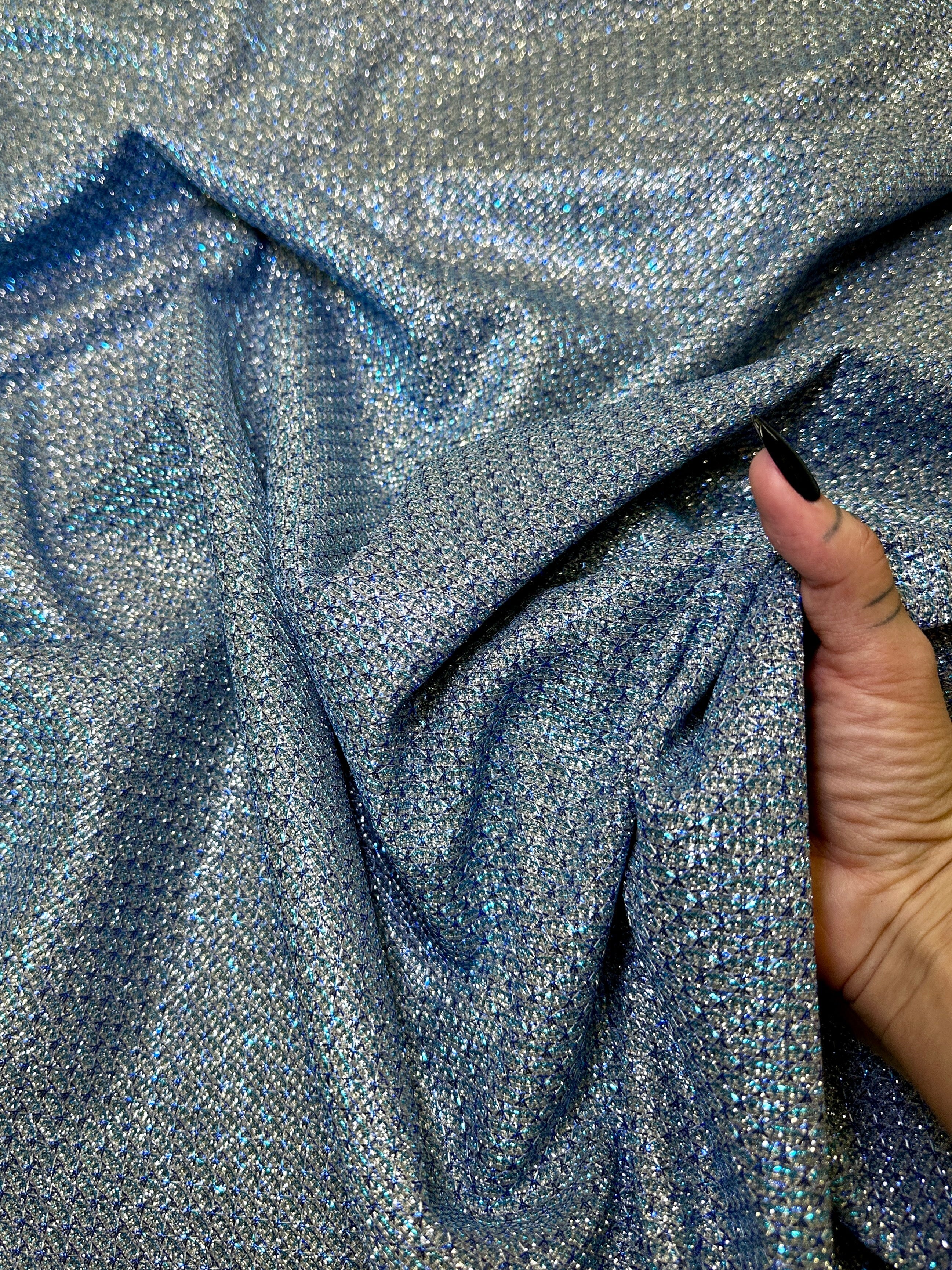 Baby Blue Crackle Shimmery Lurex - Image 3