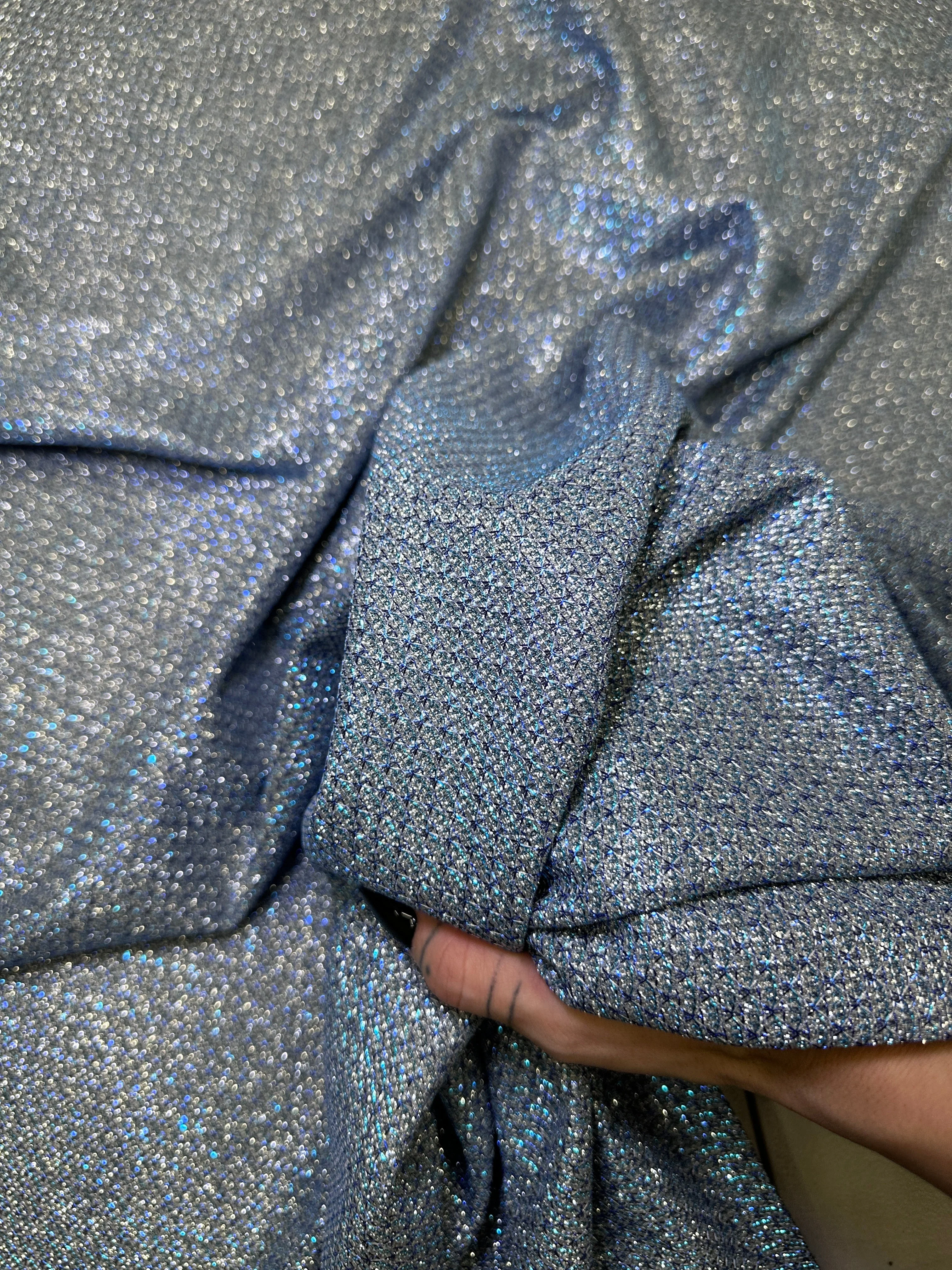 Baby Blue Crackle Shimmery Lurex - Image 5