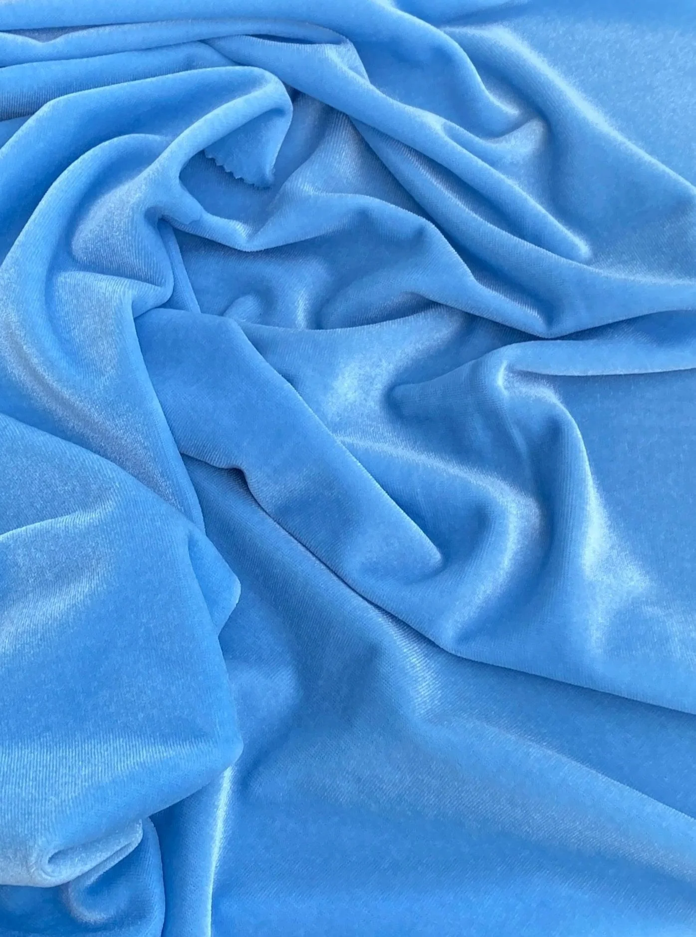Baby Blue Stretch Velvet