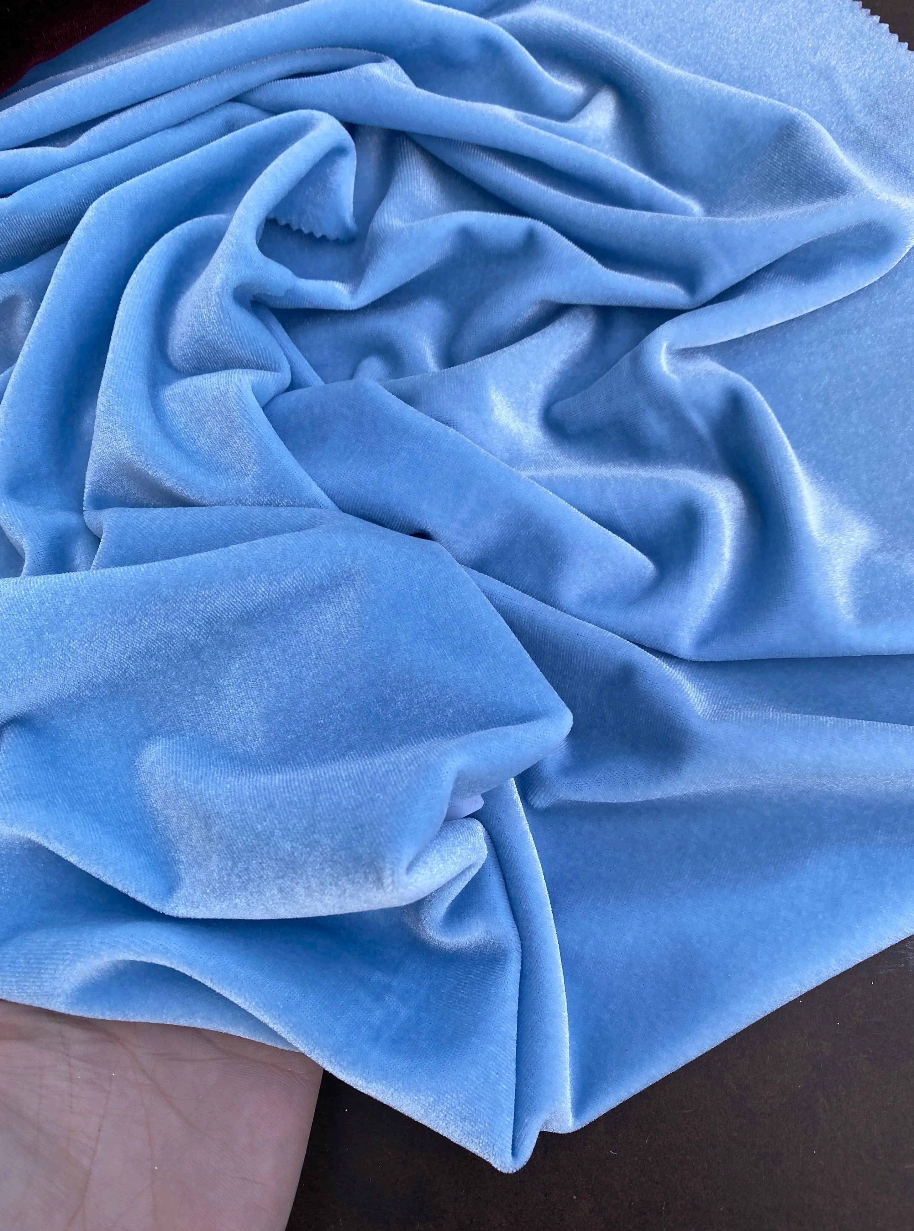 Baby Blue Stretch Velvet - Image 4