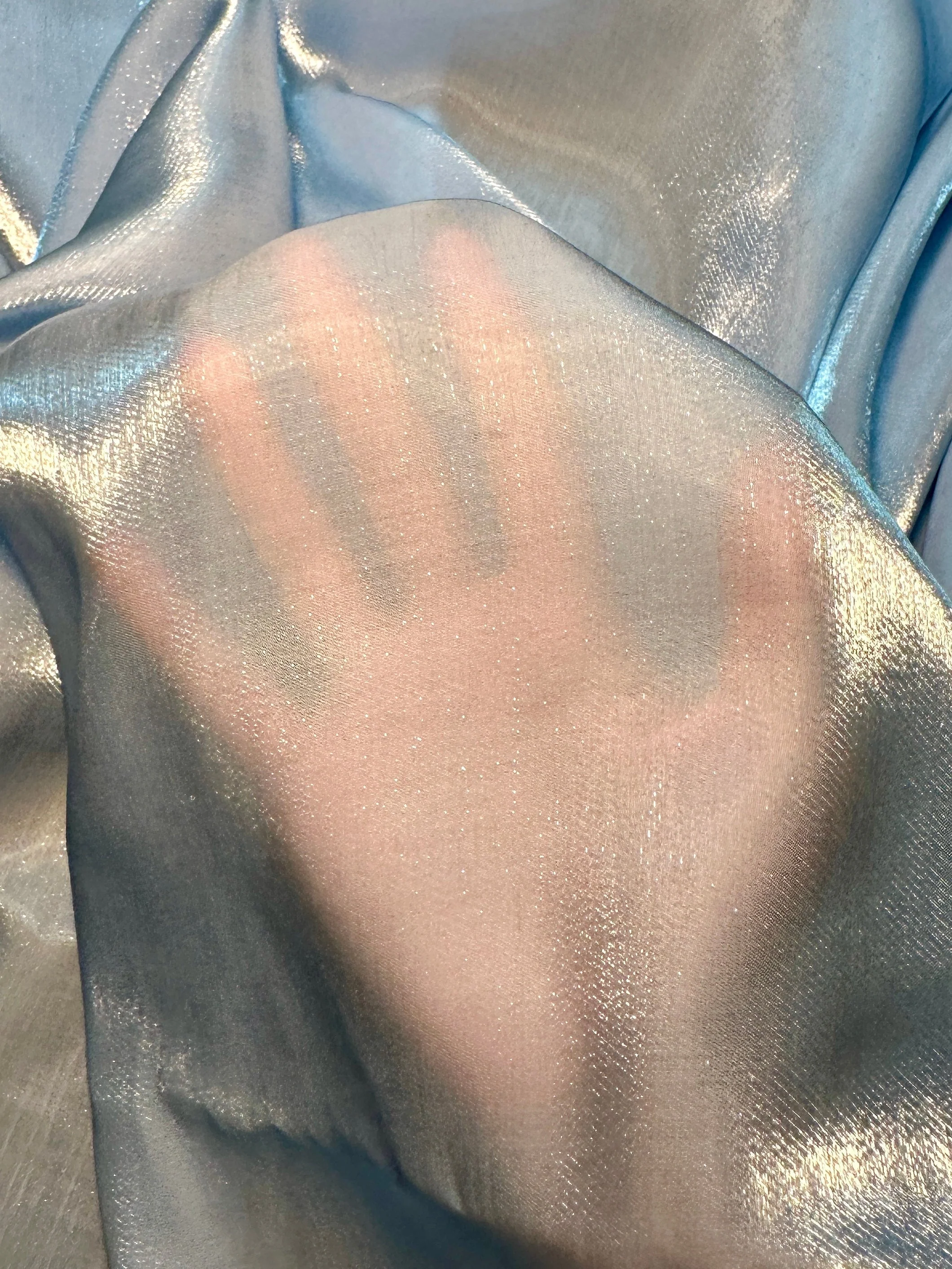 Baby Blue Water Liquid Shimmery Chiffon - Image 5