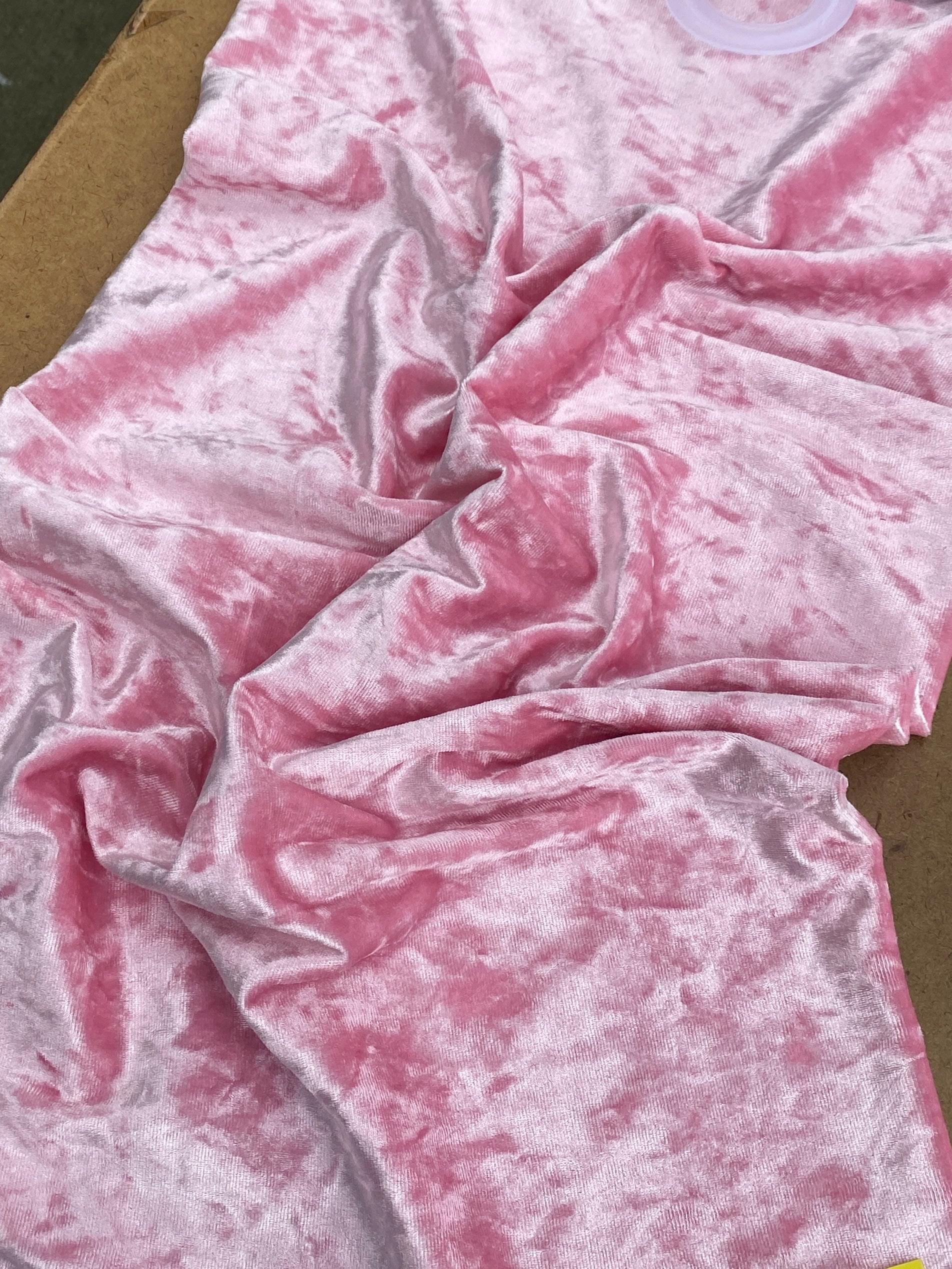 Baby Pink Stretch Crushed Velvet - Image 2