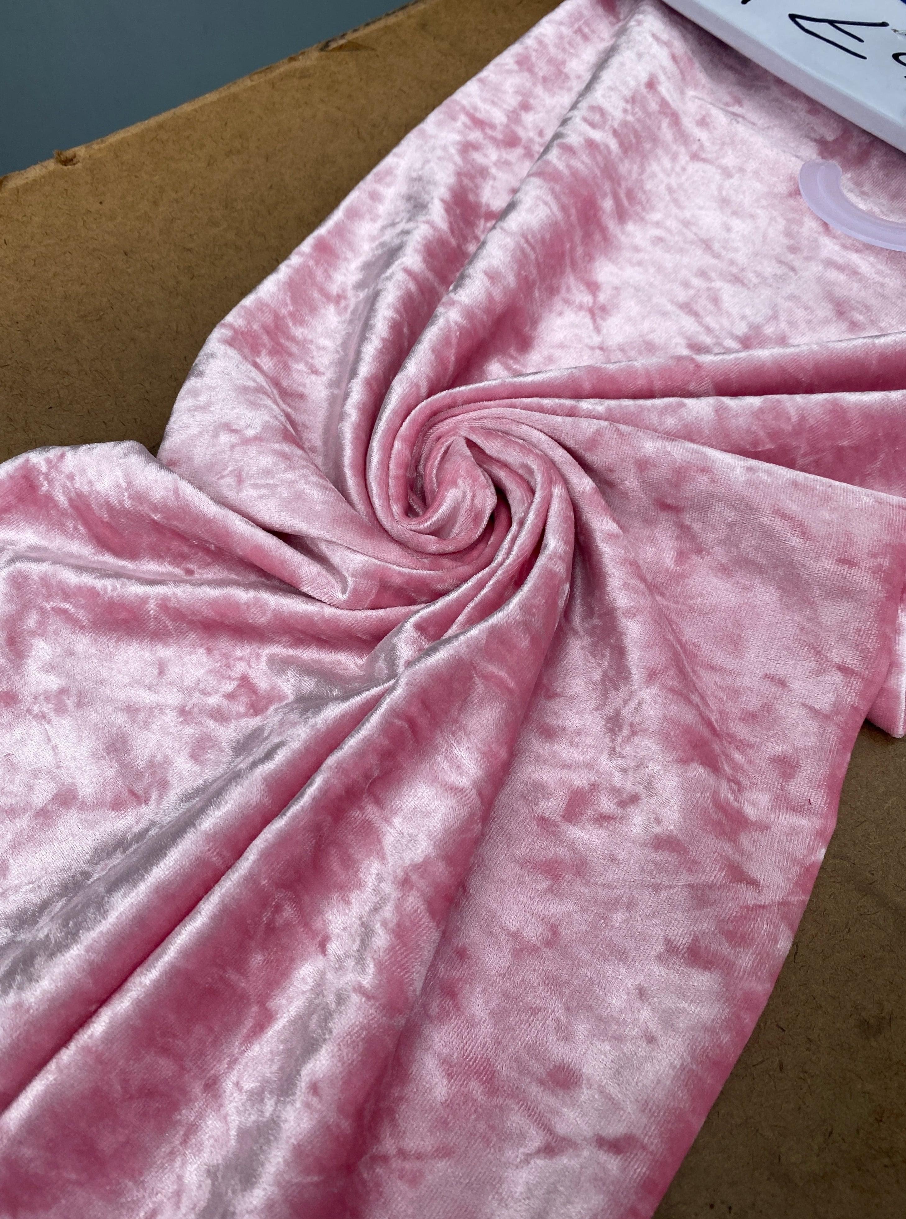 Baby Pink Stretch Crushed Velvet - Image 4