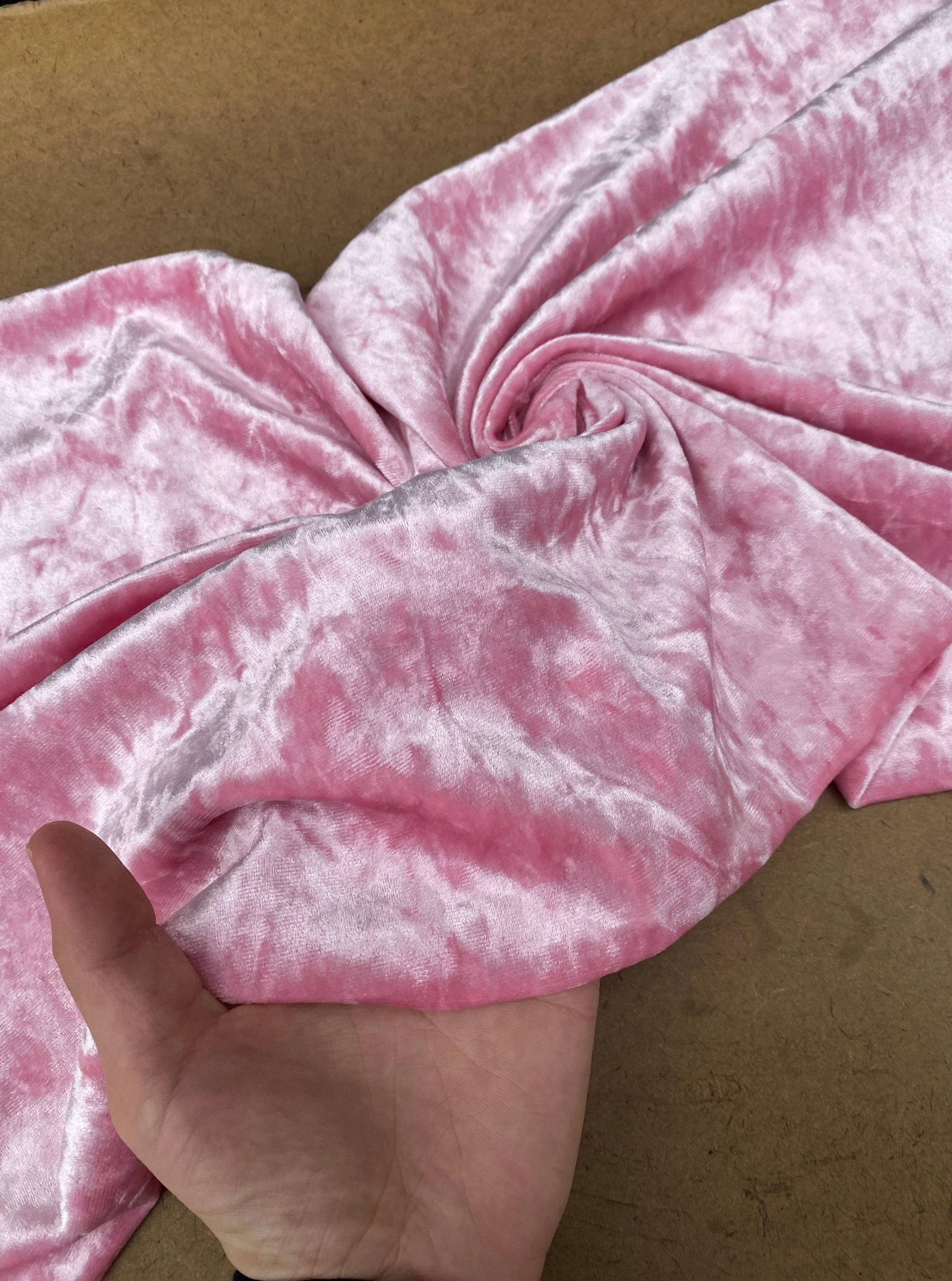 Baby Pink Stretch Crushed Velvet - Image 5