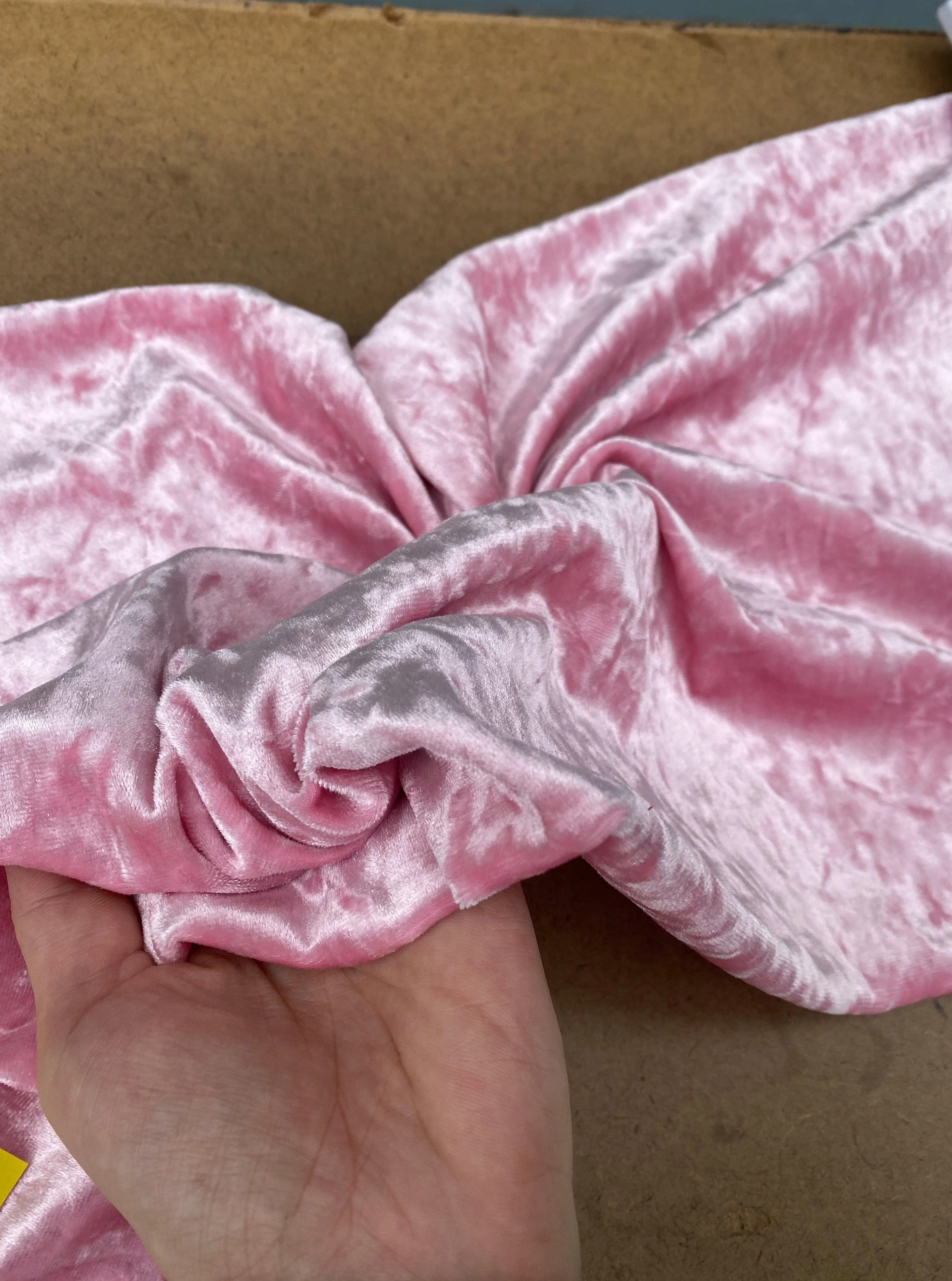 Baby Pink Stretch Crushed Velvet - Image 6