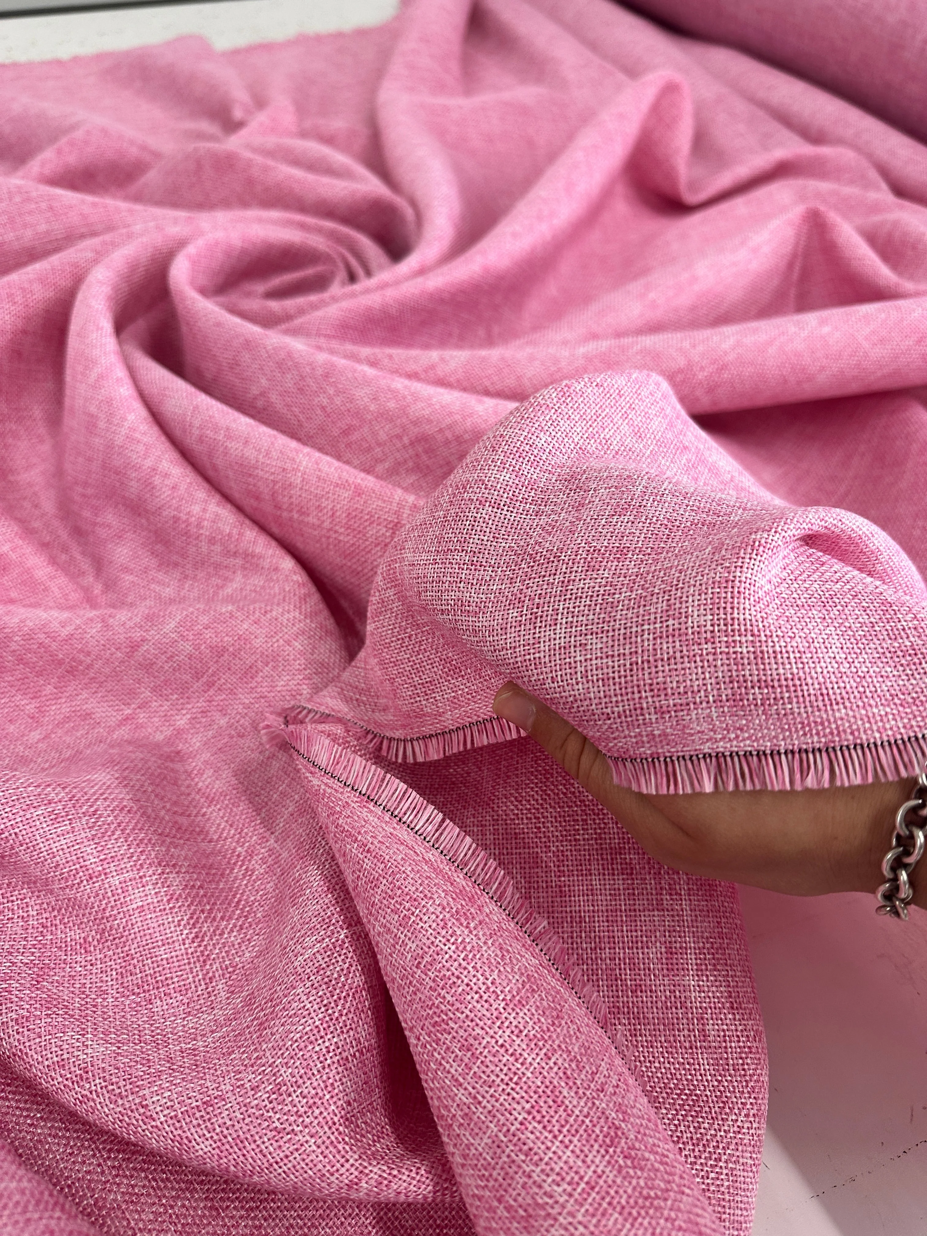 Baby Pink Faux Linen - Image 7