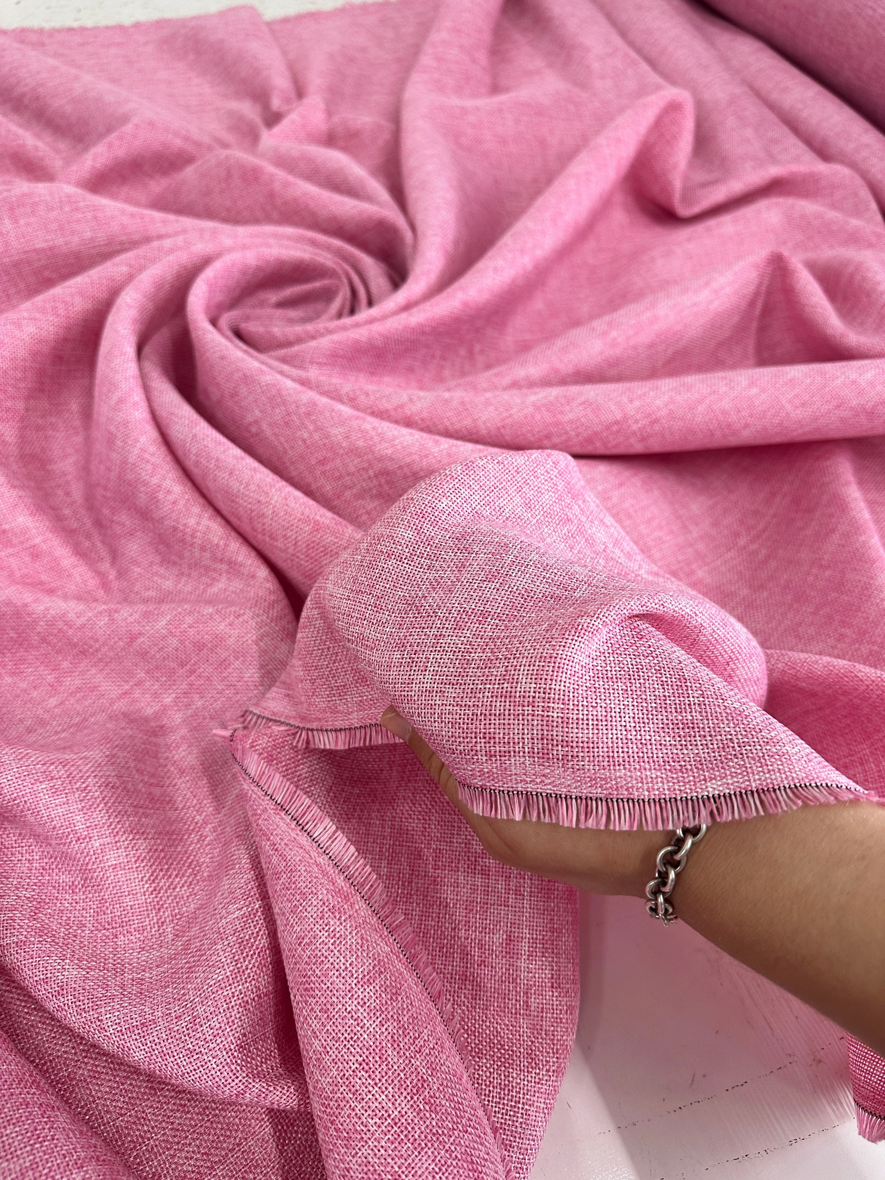 Baby Pink Faux Linen - Image 9