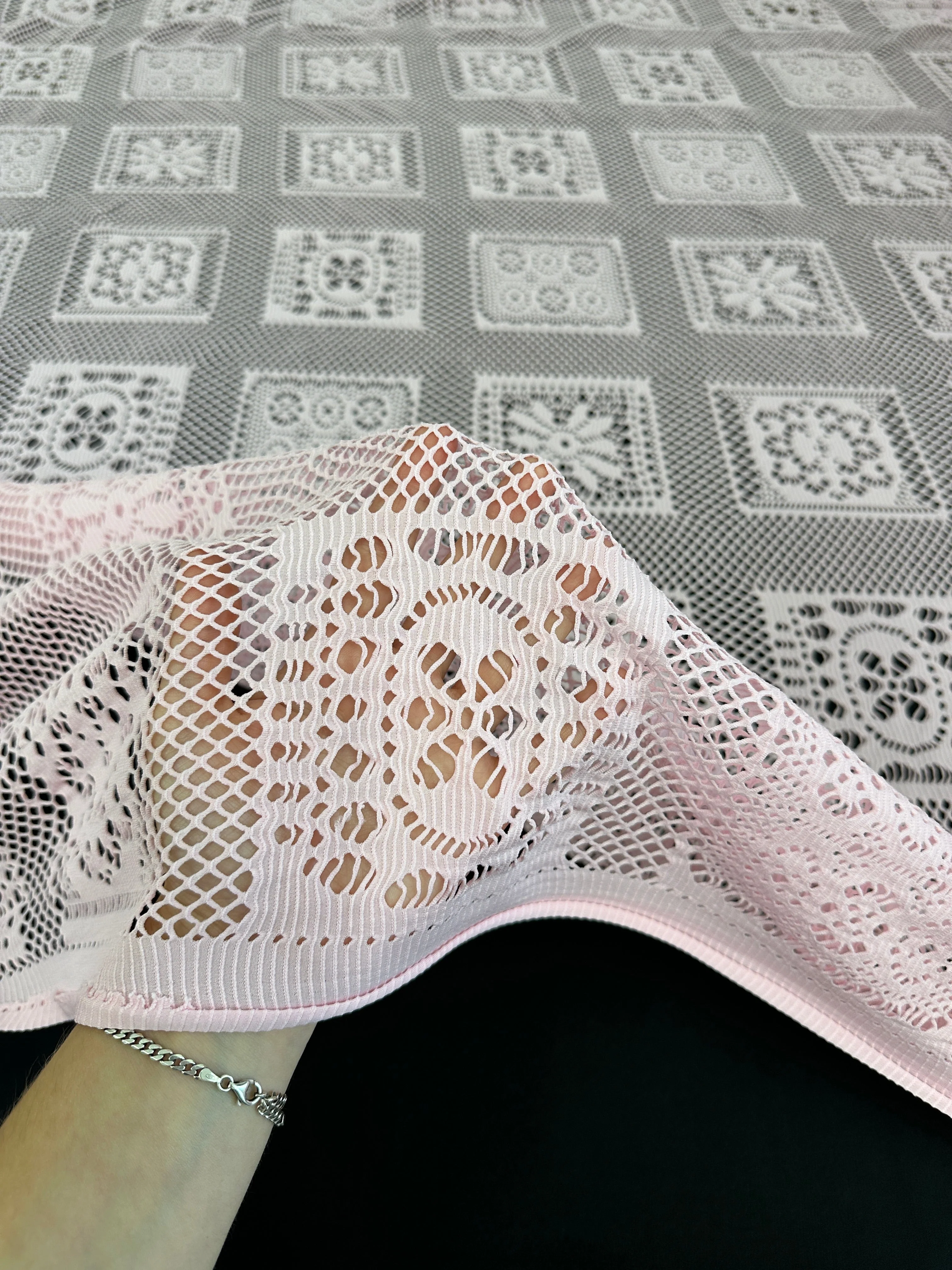 Baby Pink Geometric Crochet Hollow Out Knit - Image 2