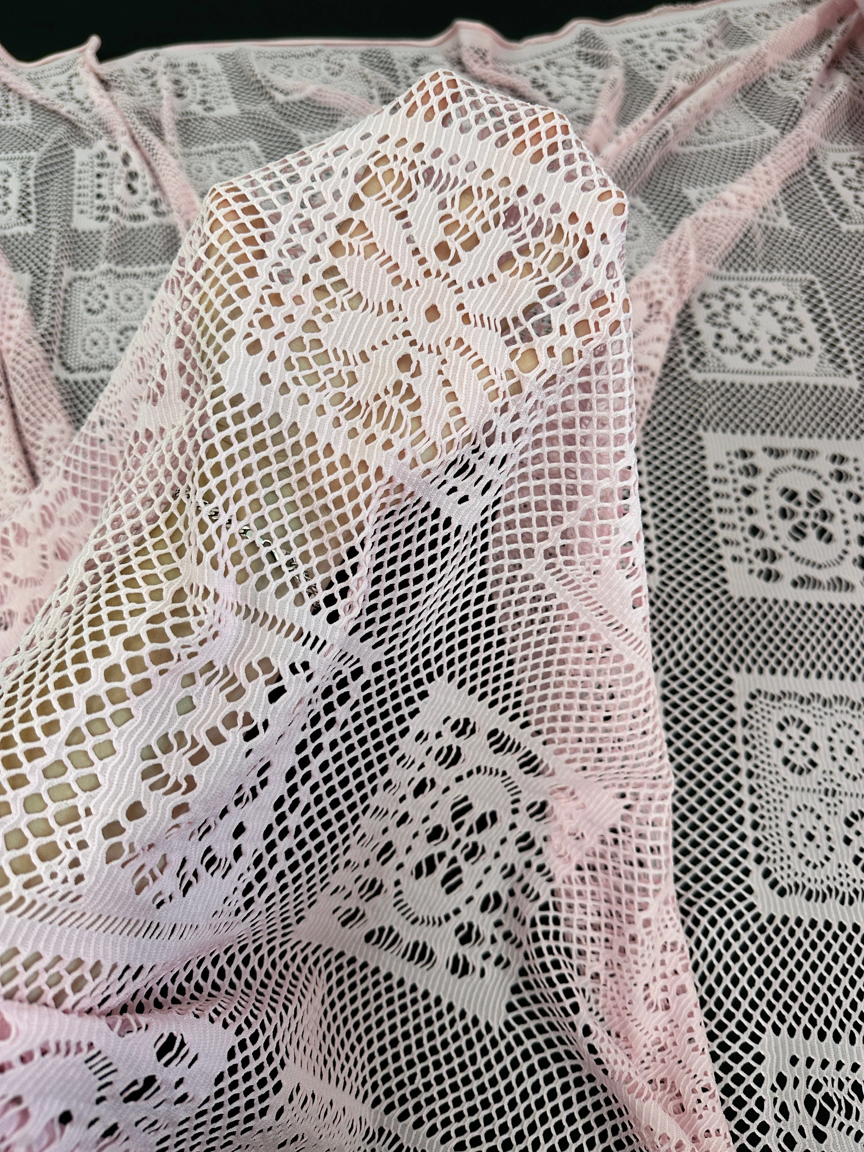 Baby Pink Geometric Crochet Hollow Out Knit - Image 5