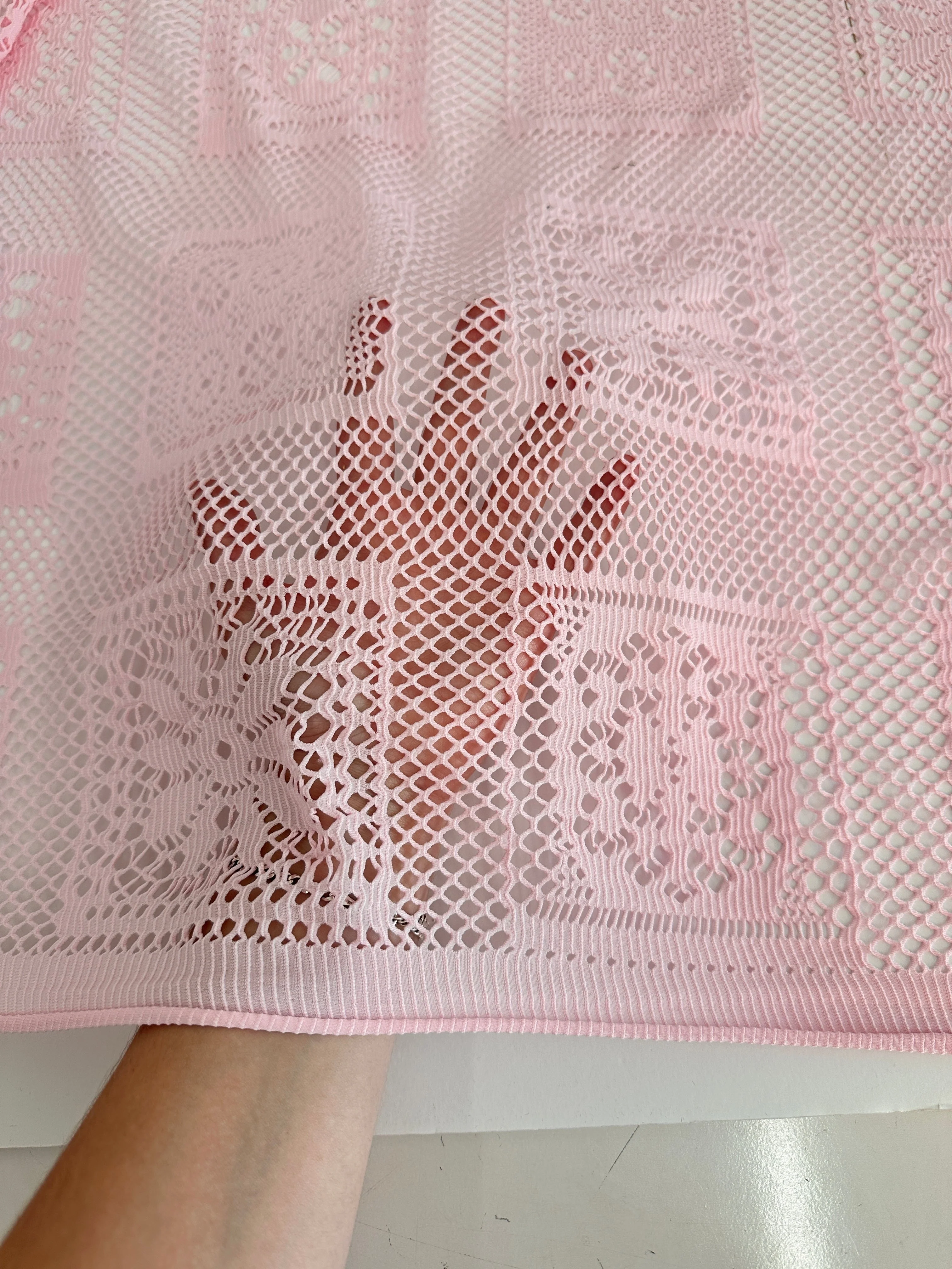 Baby Pink Geometric Crochet Hollow Out Knit - Image 8