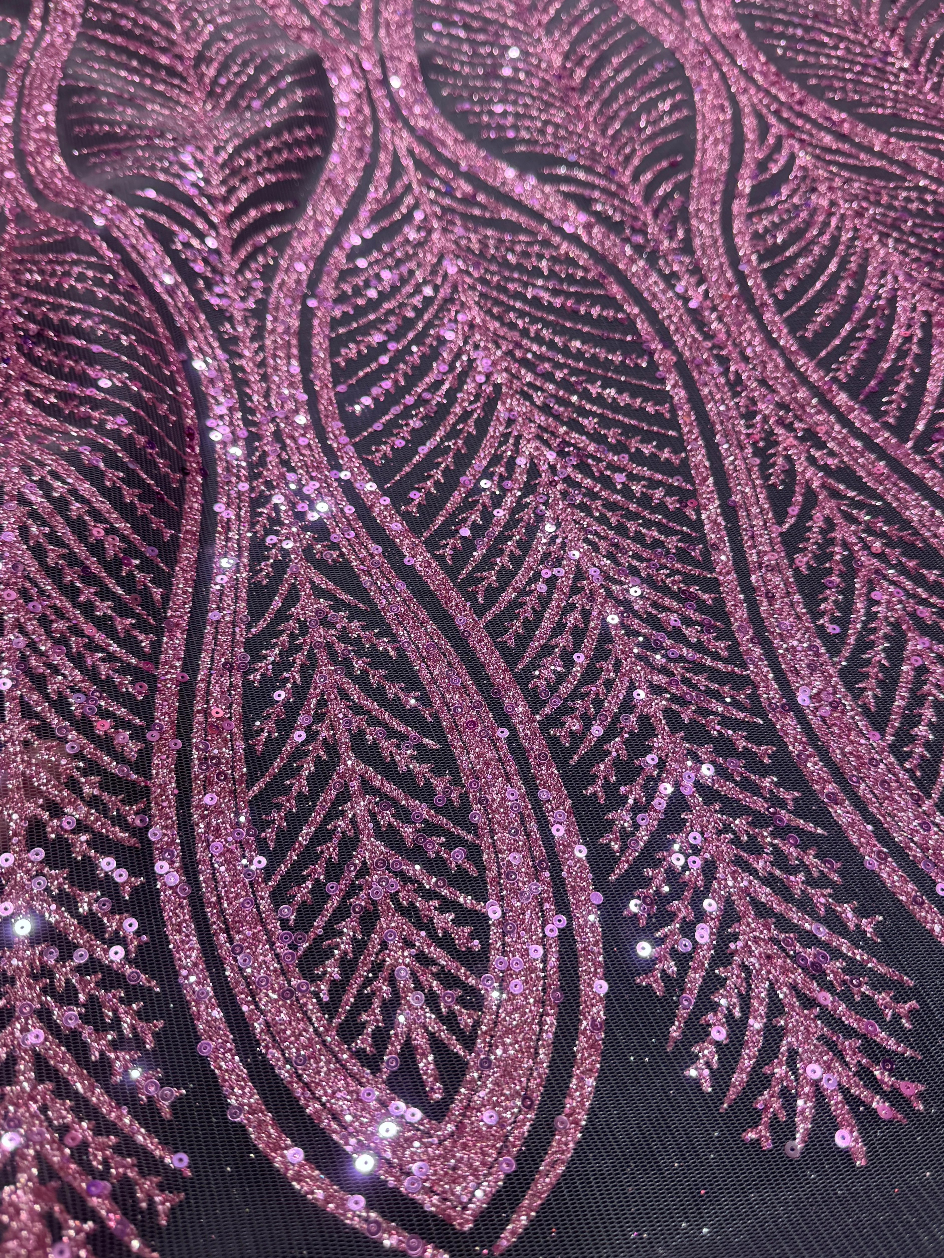 Baby Pink Glitter Sequin Geometric Lace - Image 10