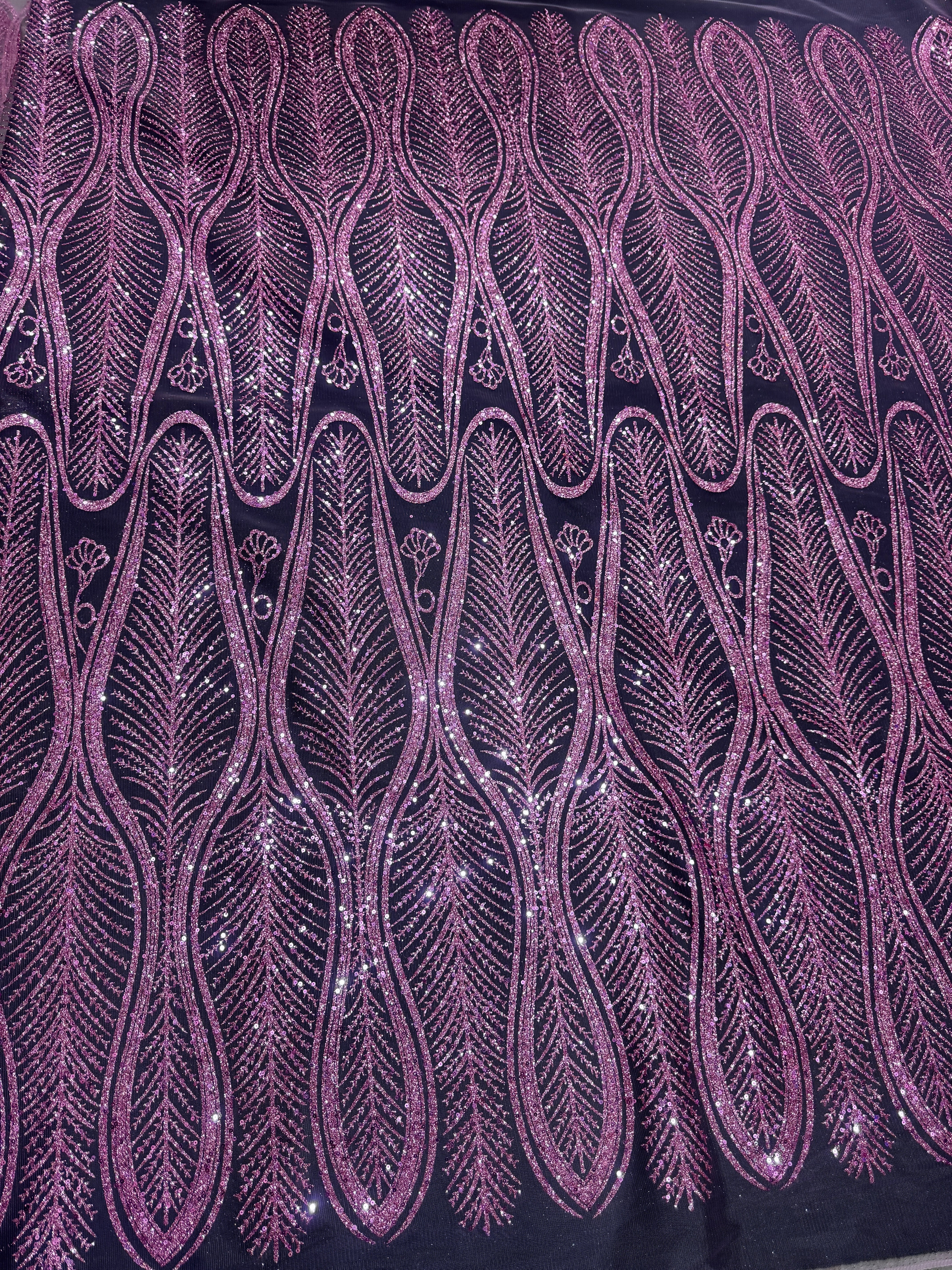 Baby Pink Glitter Sequin Geometric Lace - Image 3