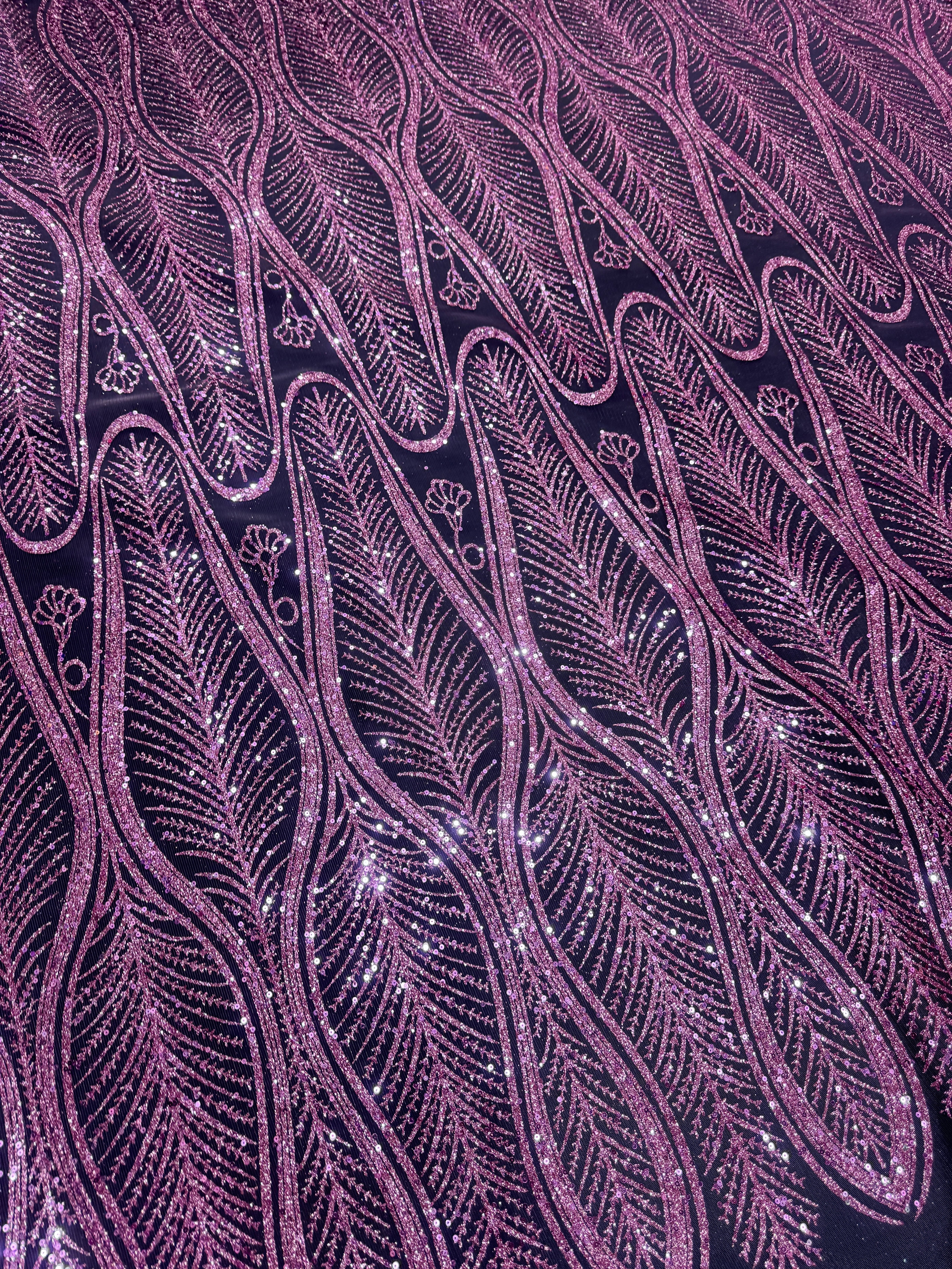 Baby Pink Glitter Sequin Geometric Lace - Image 4