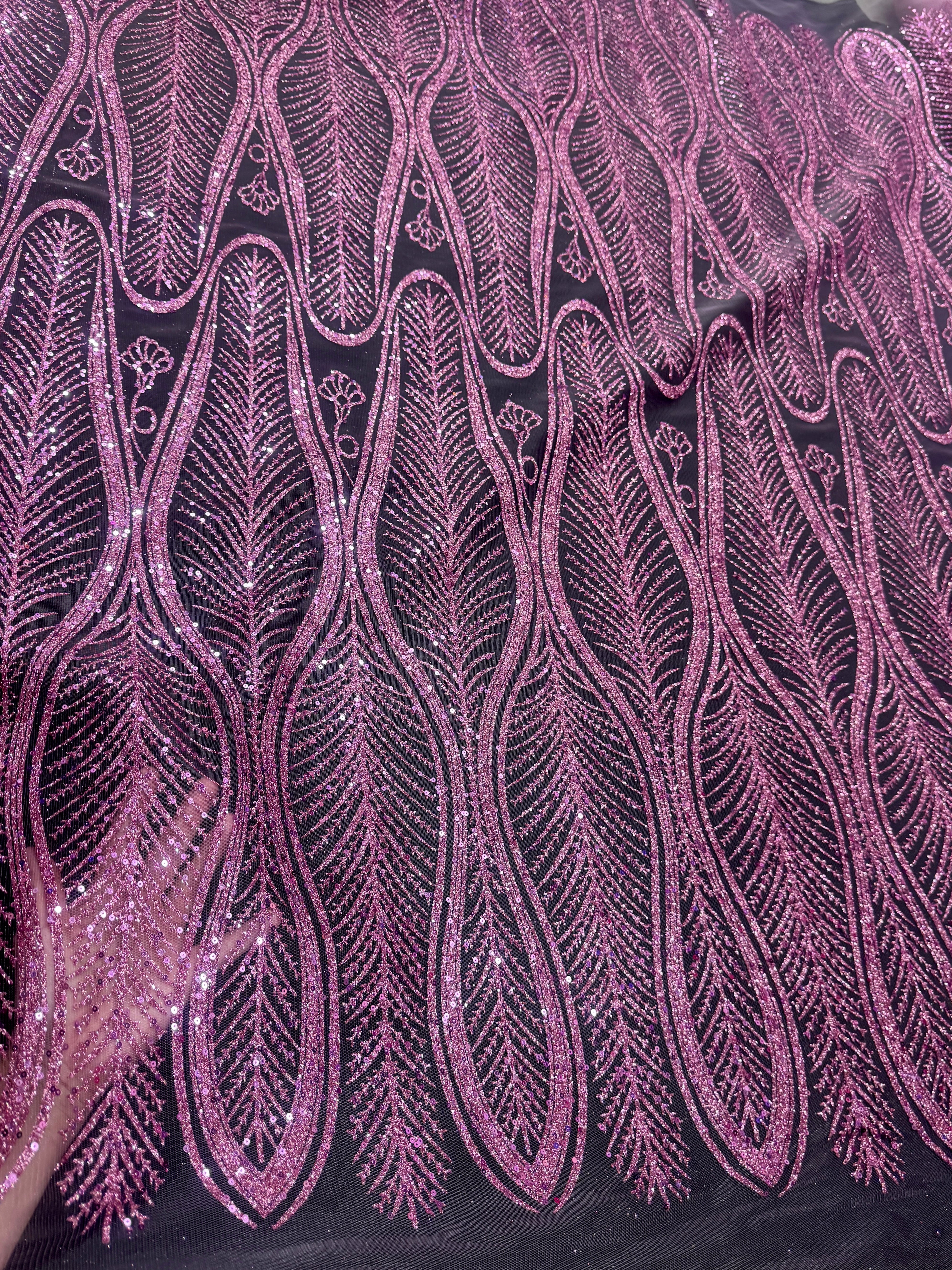 Baby Pink Glitter Sequin Geometric Lace - Image 6