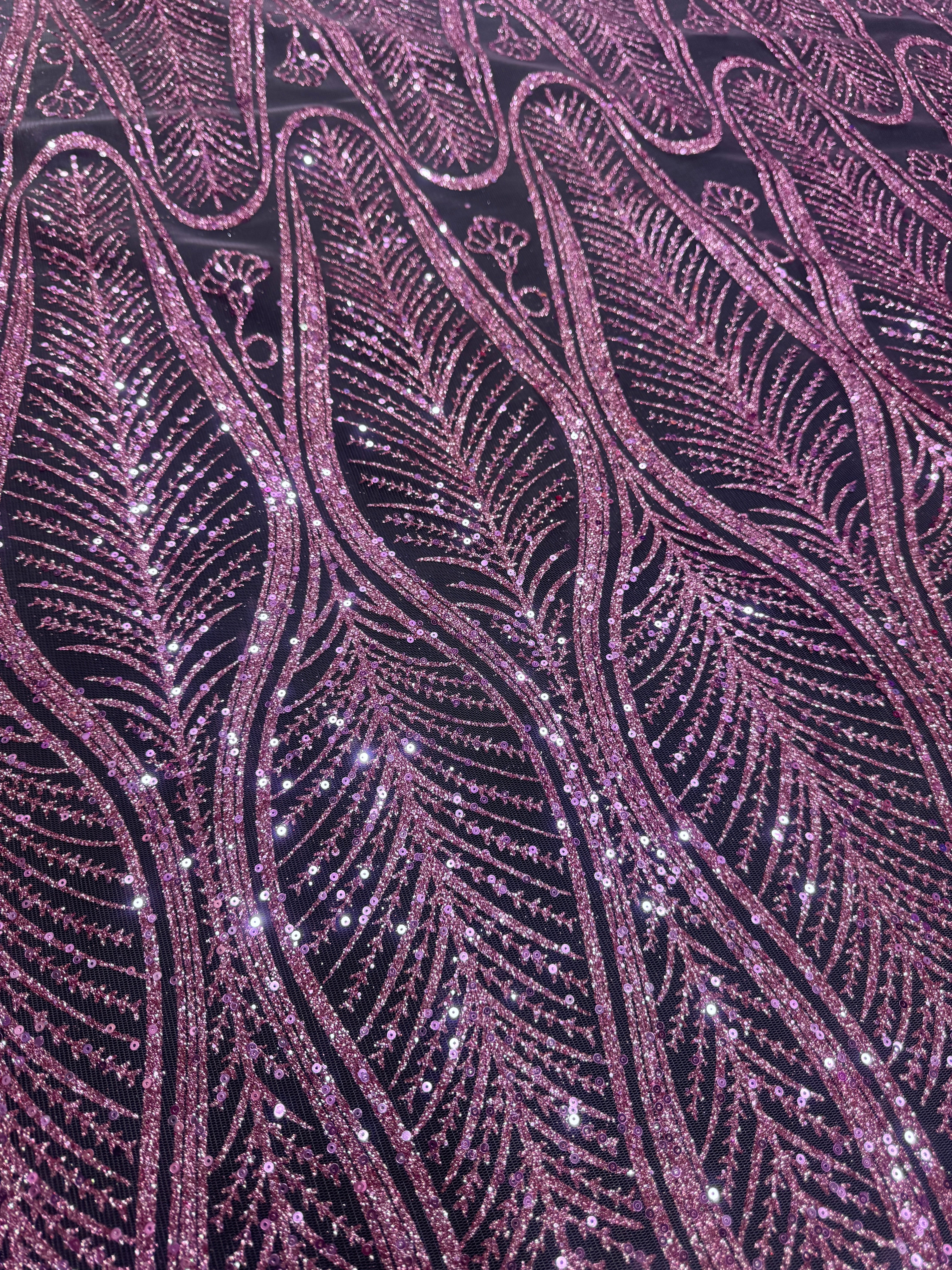 Baby Pink Glitter Sequin Geometric Lace - Image 7