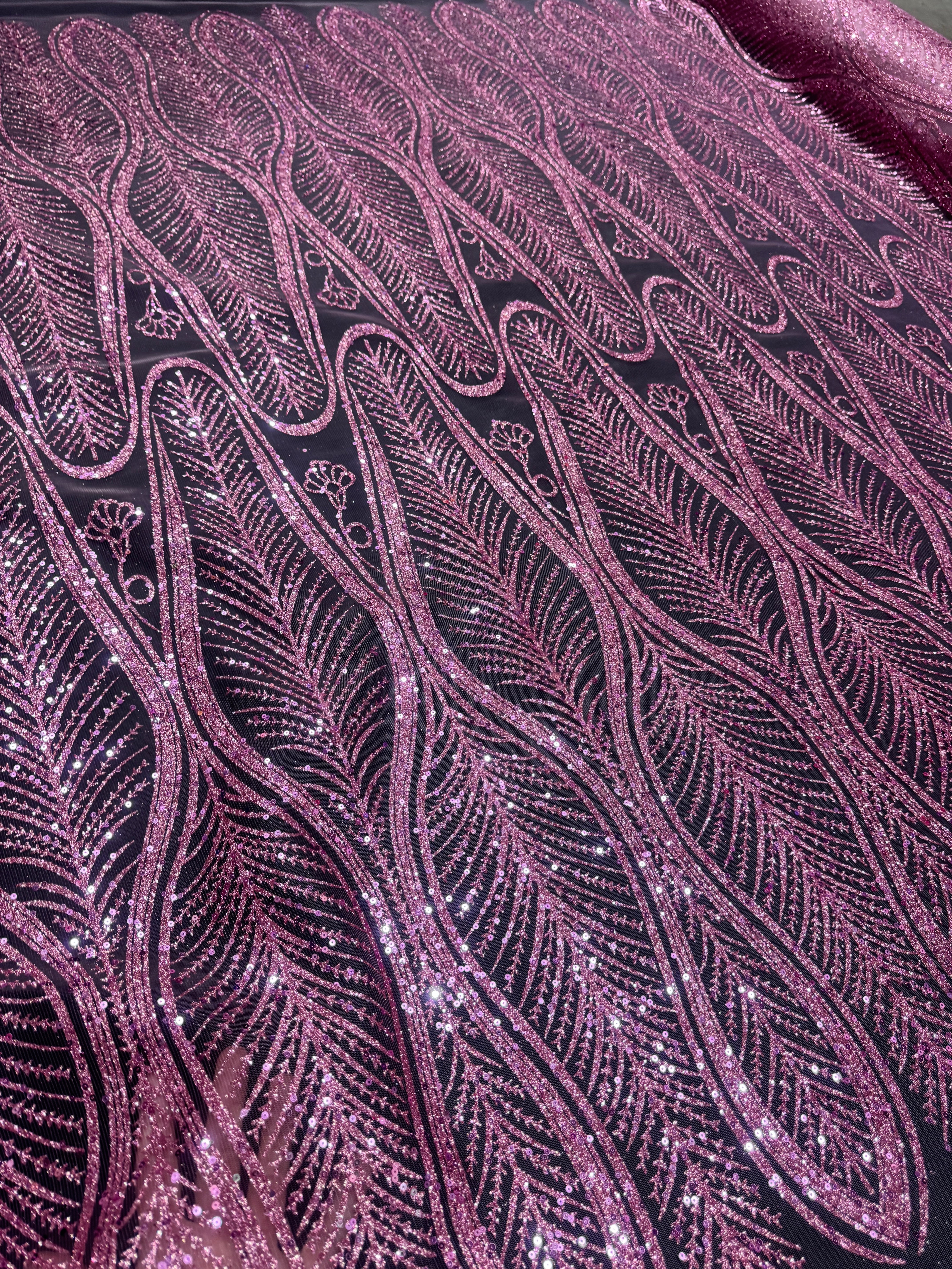 Baby Pink Glitter Sequin Geometric Lace - Image 8
