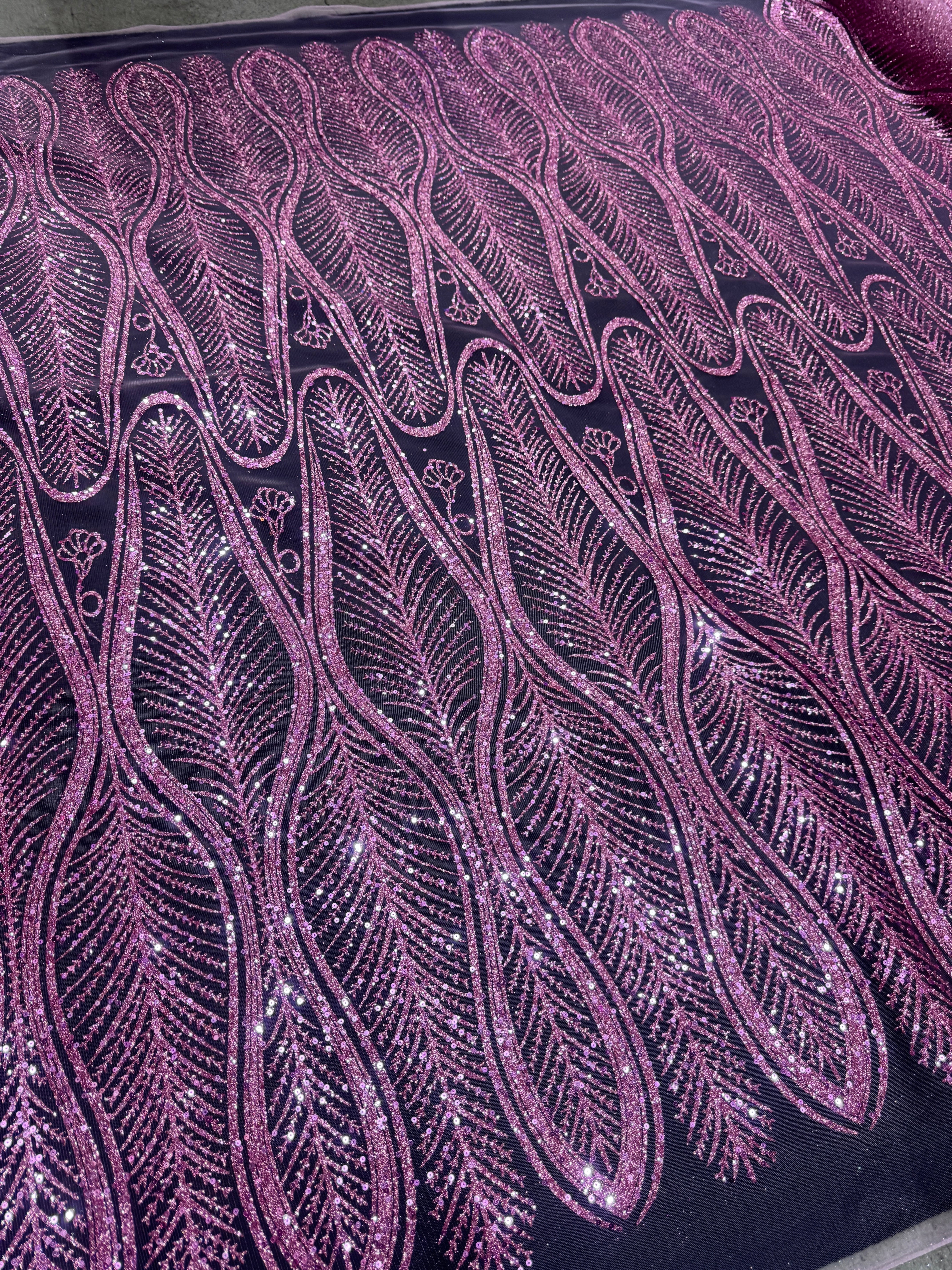 Baby Pink Glitter Sequin Geometric Lace - Image 9