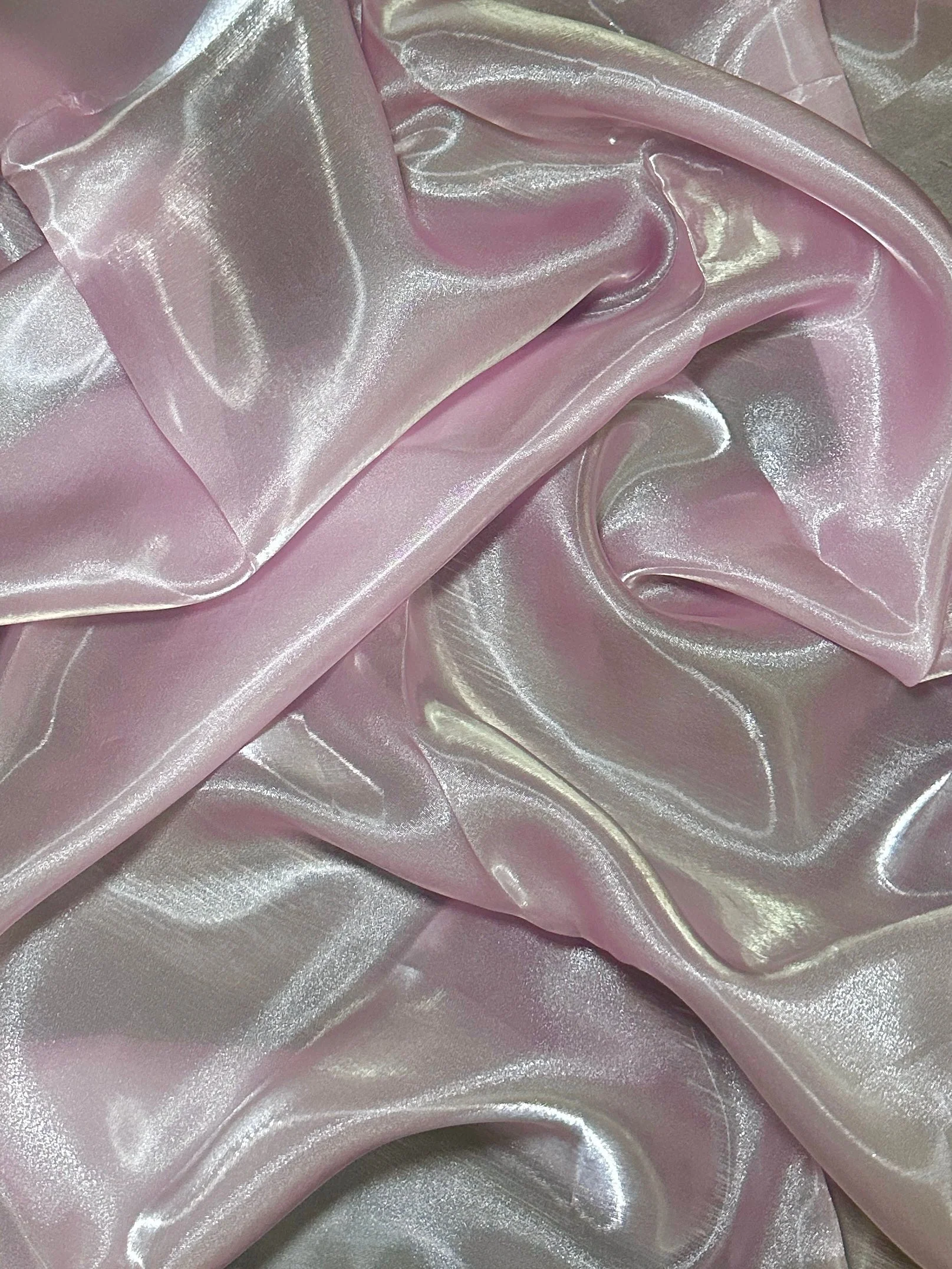 Baby Pink Liquid Shimmery Organza - Image 3