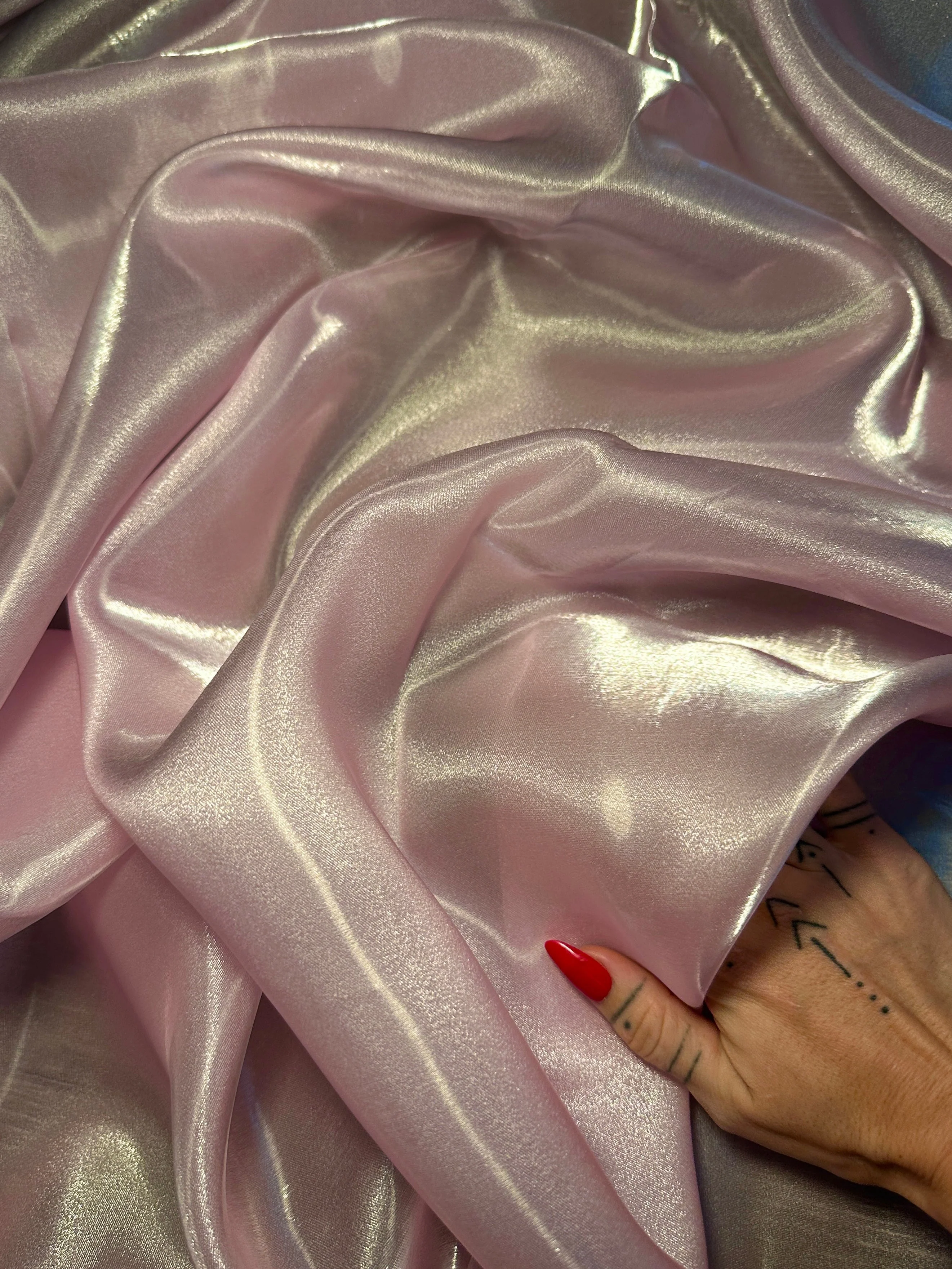Baby Pink Liquid Shimmery Organza - Image 7