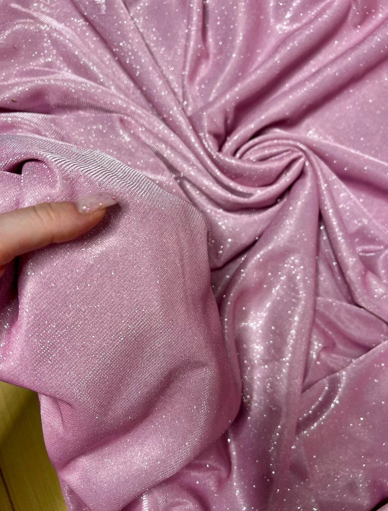 Baby Pink Stretch Metallic Lurex - Image 5
