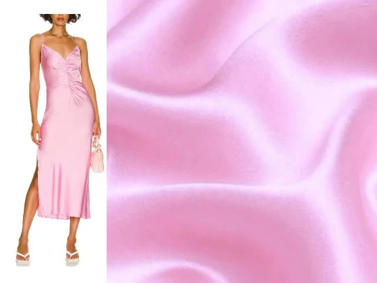 Baby Pink Silky Stretch Satin - Image 6