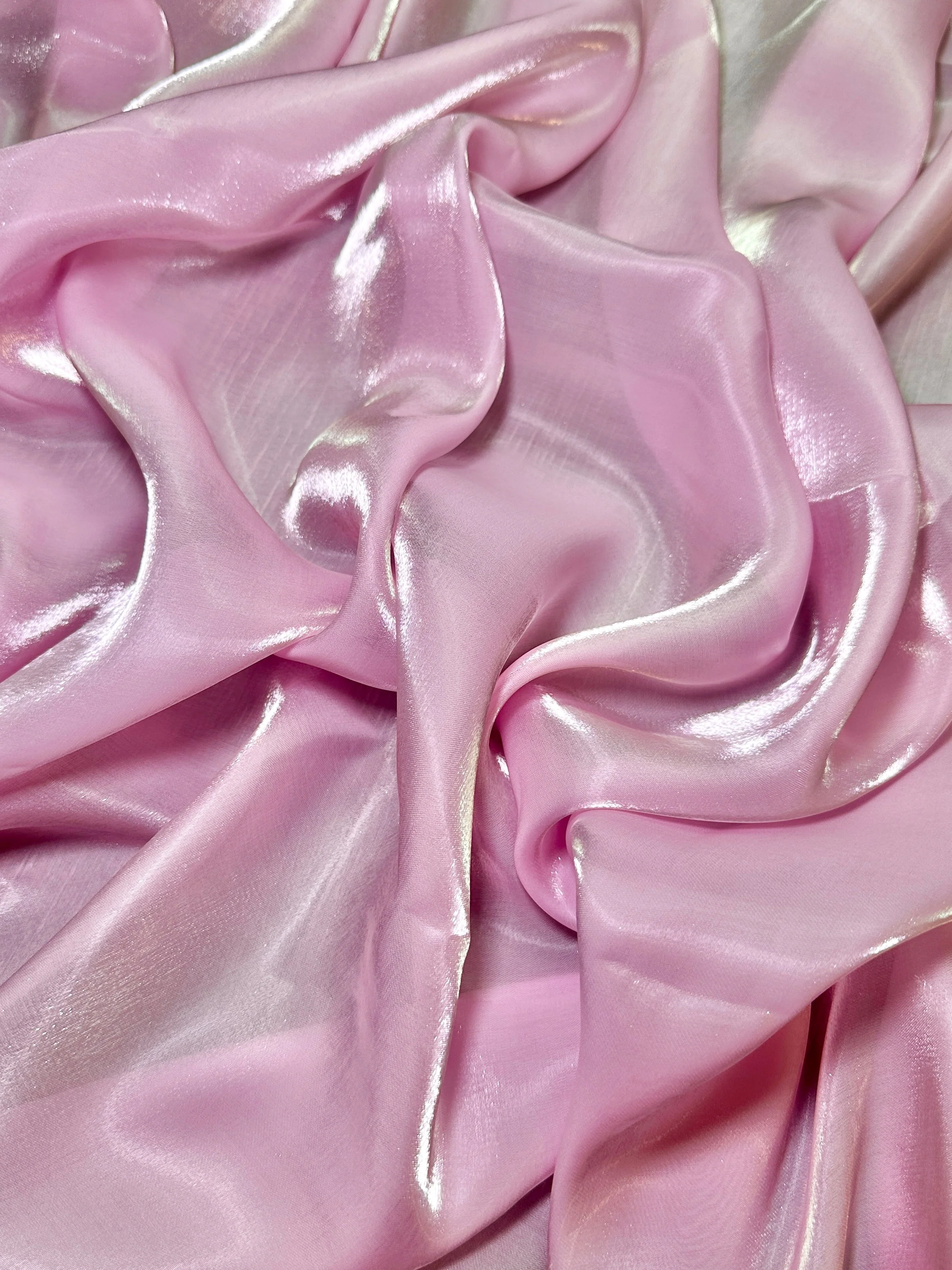 Baby Pink Water Liquid Shimmery Chiffon - Image 3