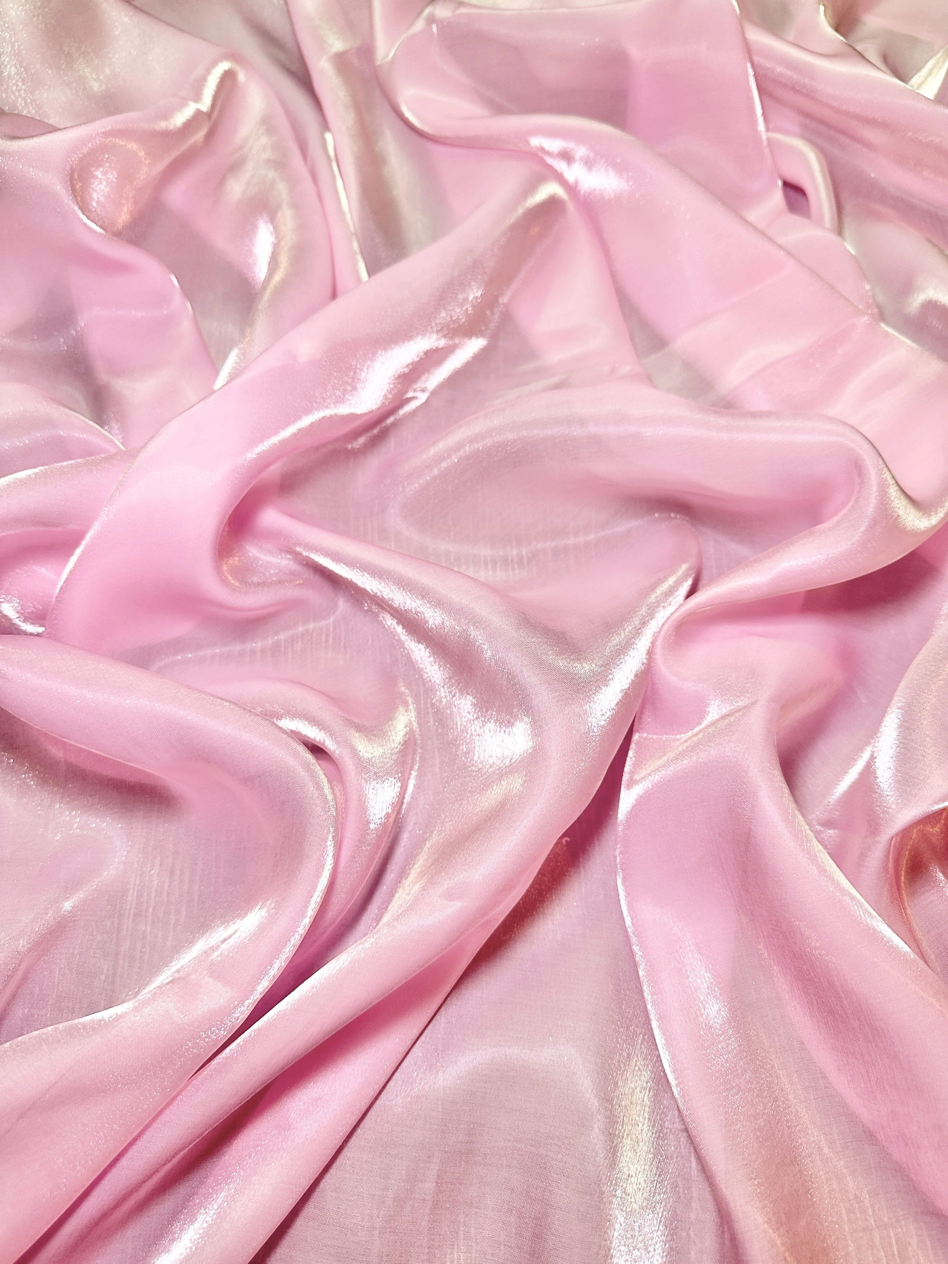 Baby Pink Water Liquid Shimmery Chiffon - Image 4