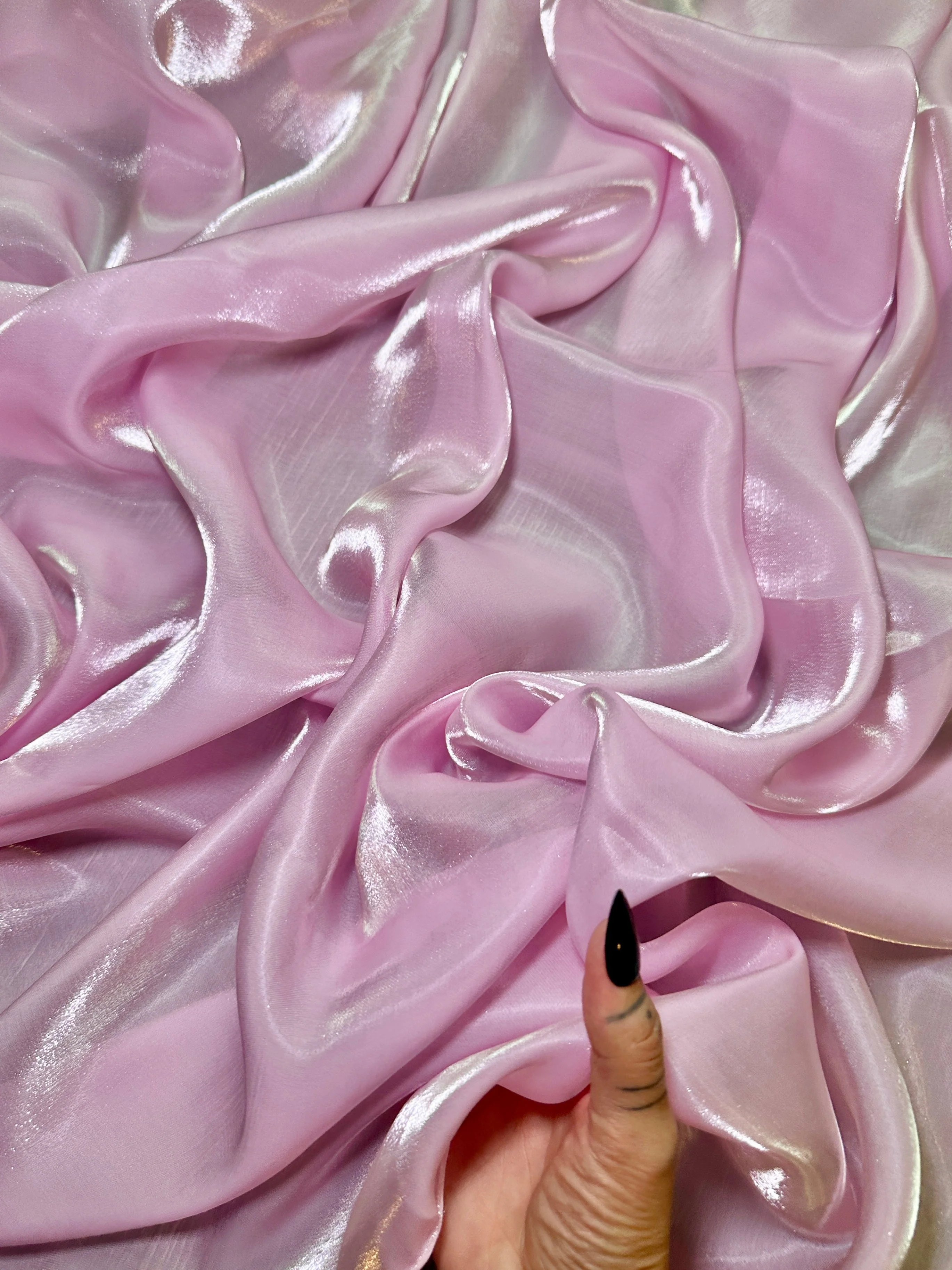 Baby Pink Water Liquid Shimmery Chiffon - Image 5