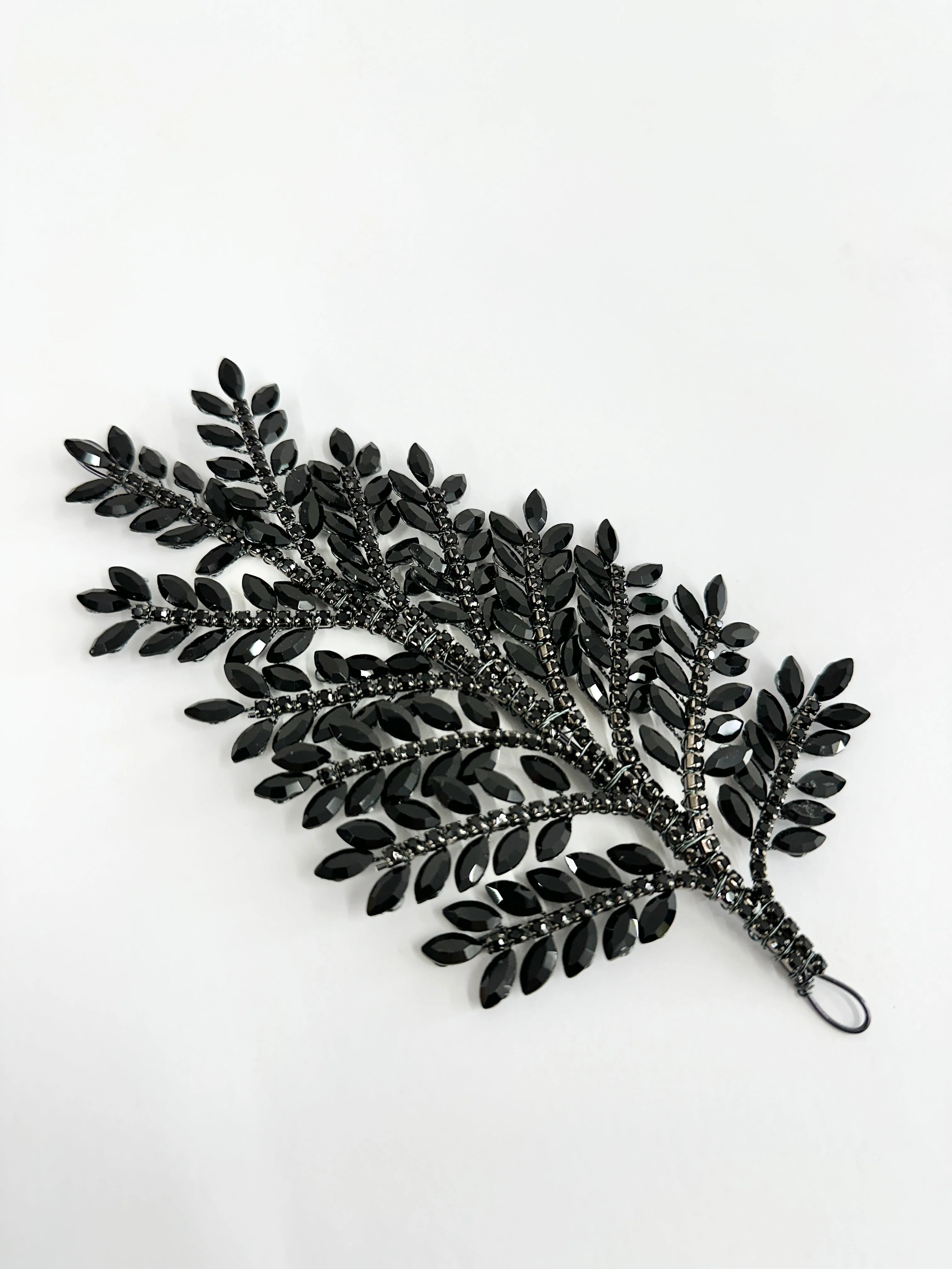 Barbara Black Bridal Leaves Rhinestone Applique - Image 2