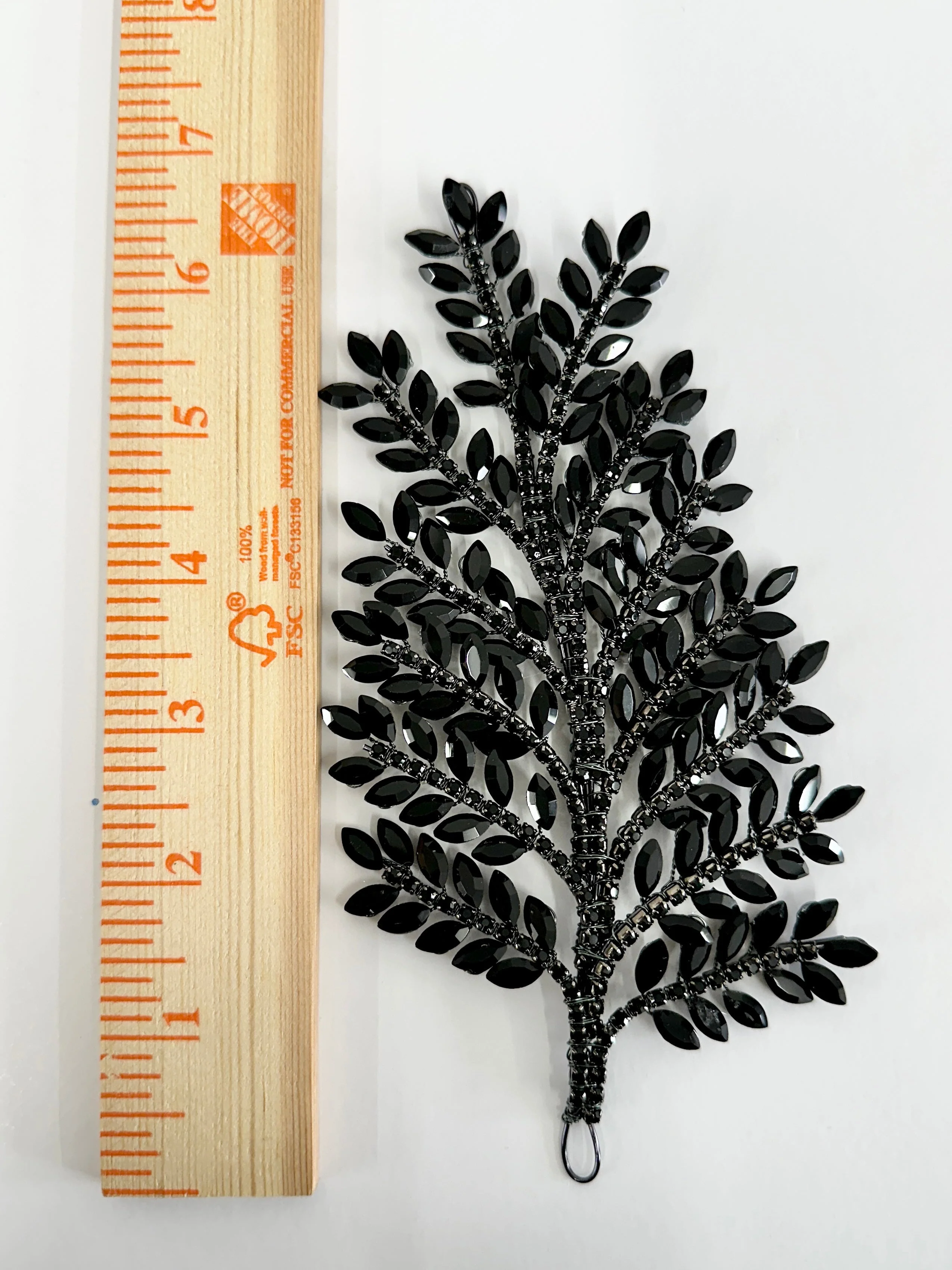 Barbara Black Bridal Leaves Rhinestone Applique - Image 5