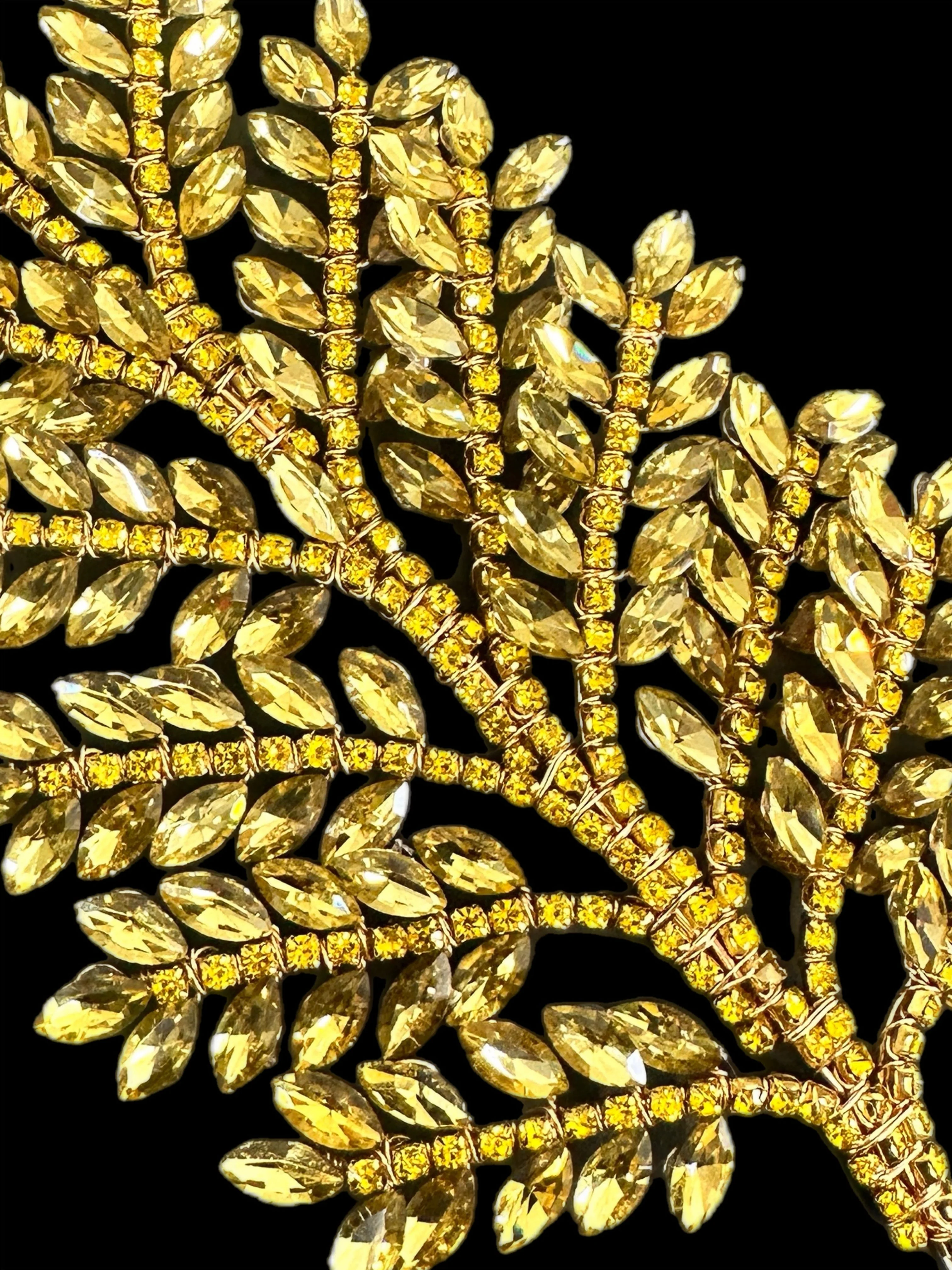 Barbara Gold Bridal Leaves Rhinestone Applique - Image 2