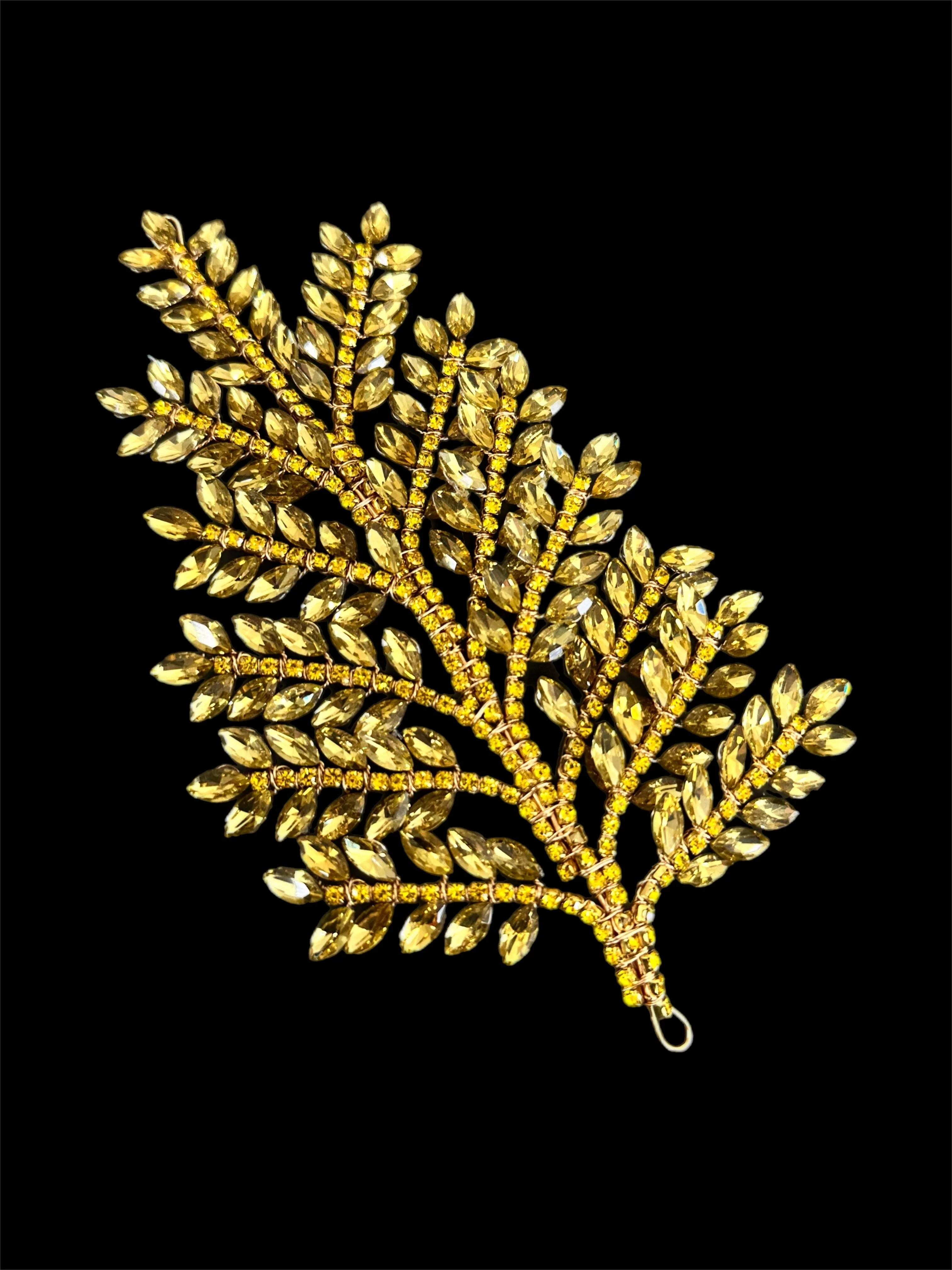 Barbara Gold Bridal Leaves Rhinestone Applique - Image 4