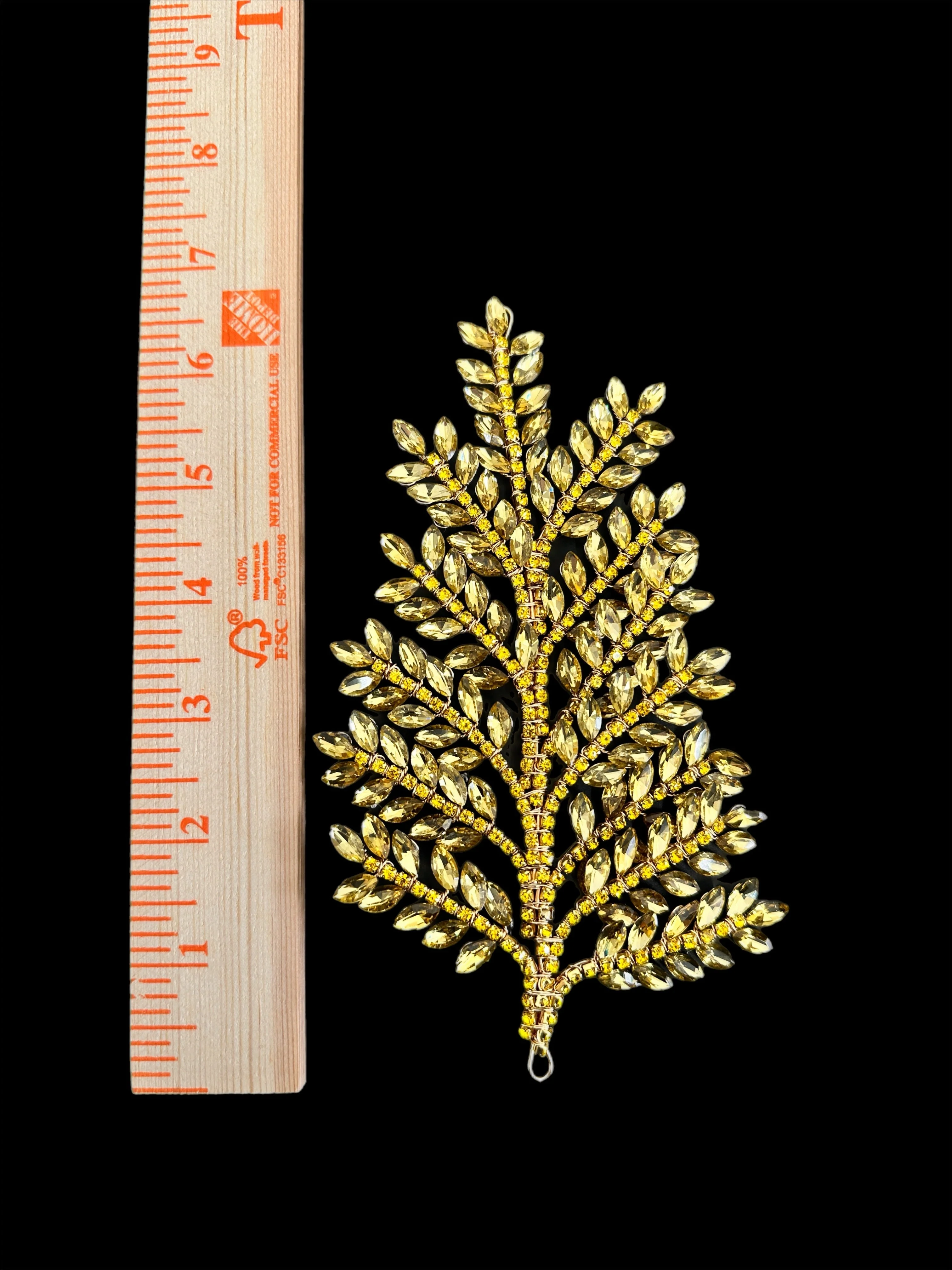 Barbara Gold Bridal Leaves Rhinestone Applique - Image 5
