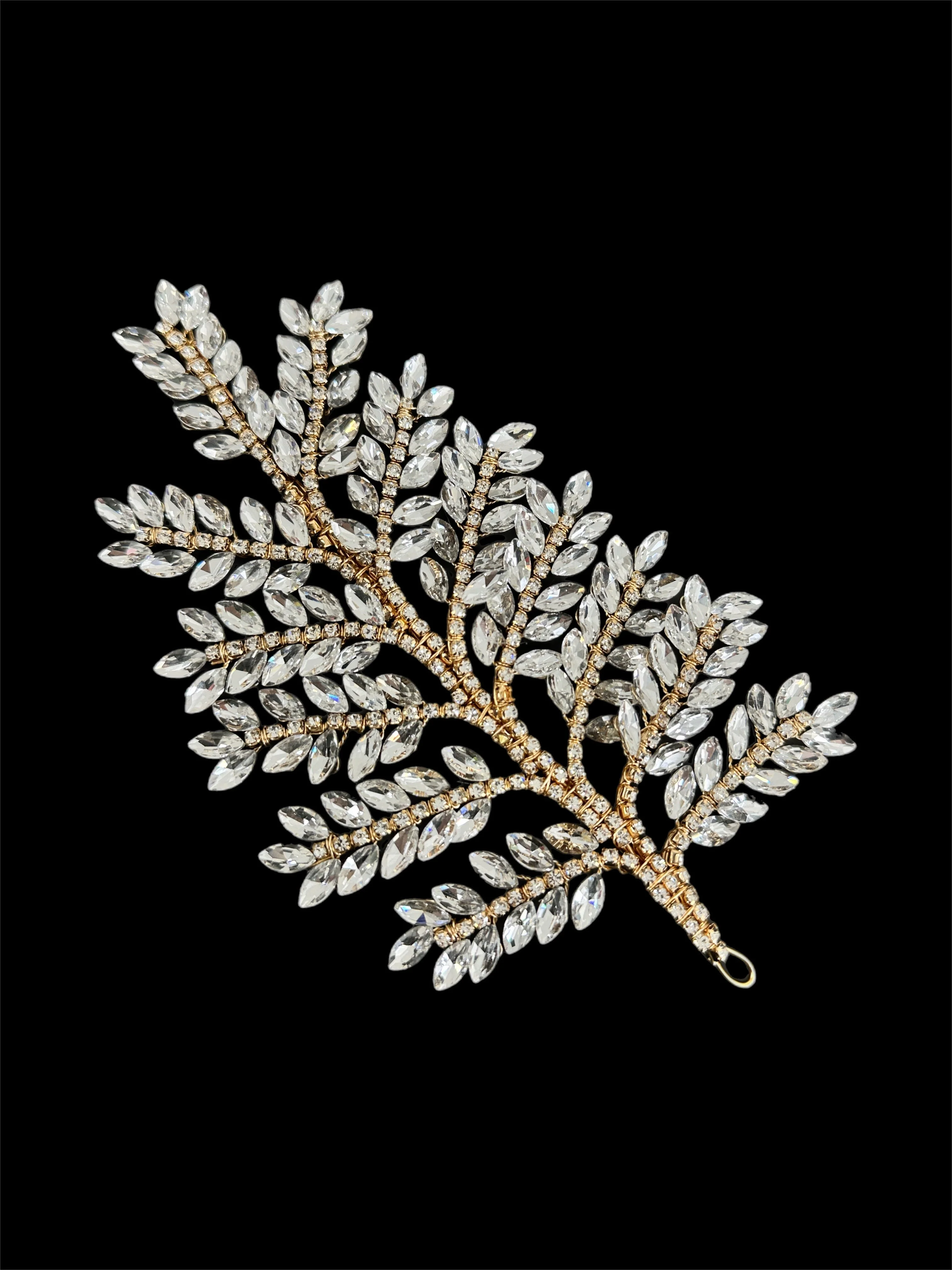 Barbara Gold Silver Bridal Leaves Rhinestone Applique - Image 6
