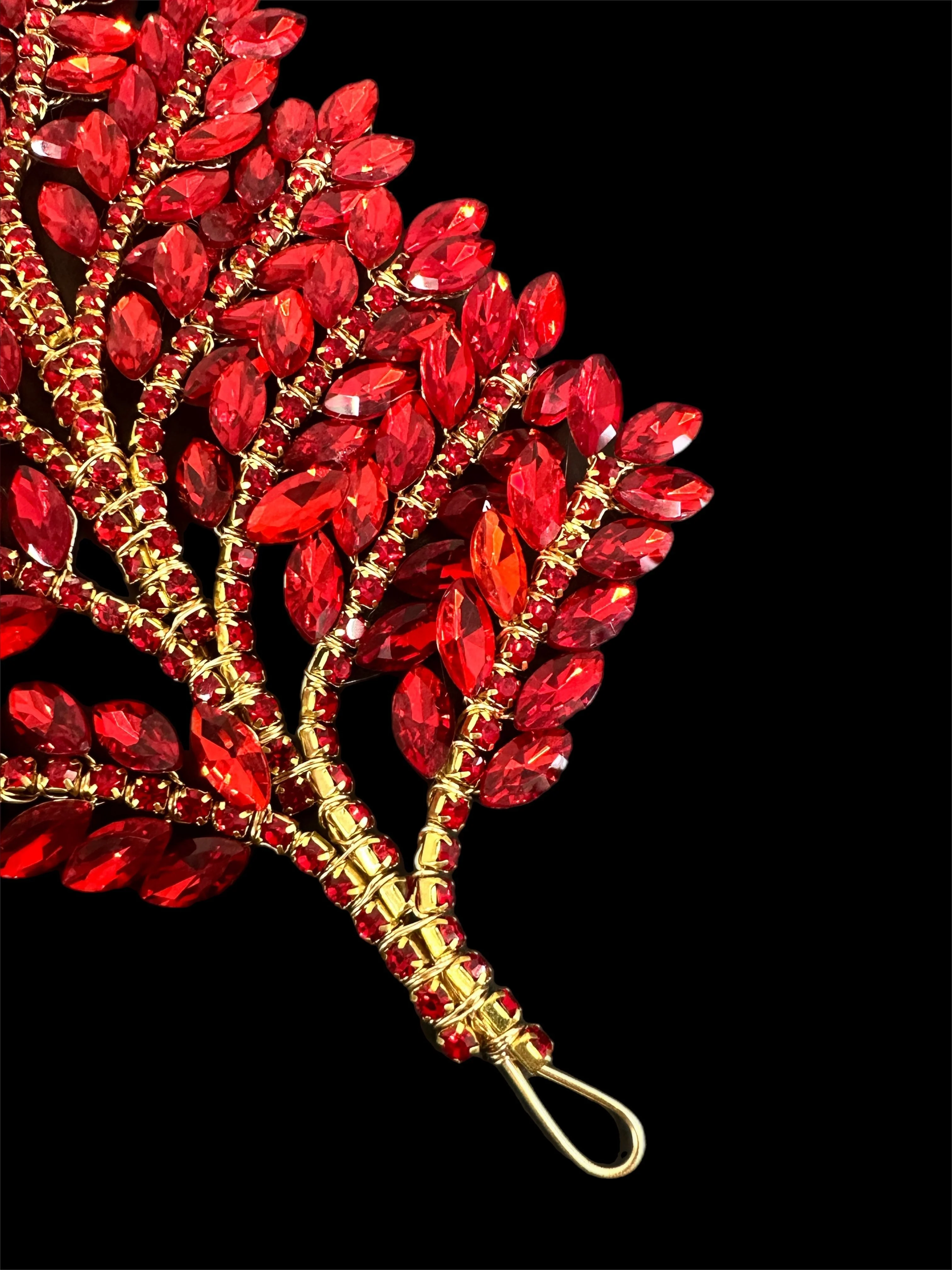Barbara Red Bridal Leaves Rhinestone Applique - Image 5