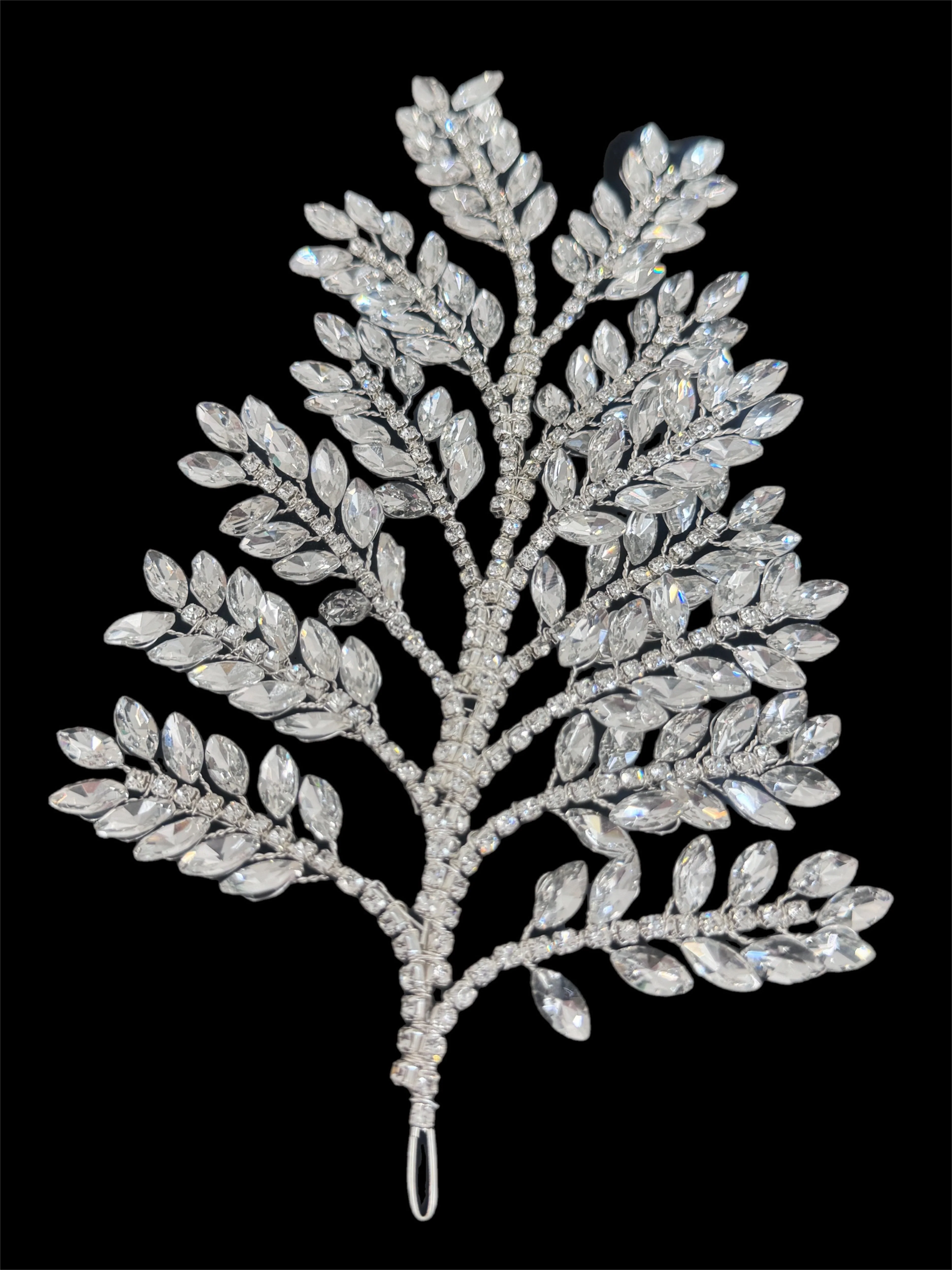 Barbara Silver Bridal Leaves Rhinestone Applique - Image 2