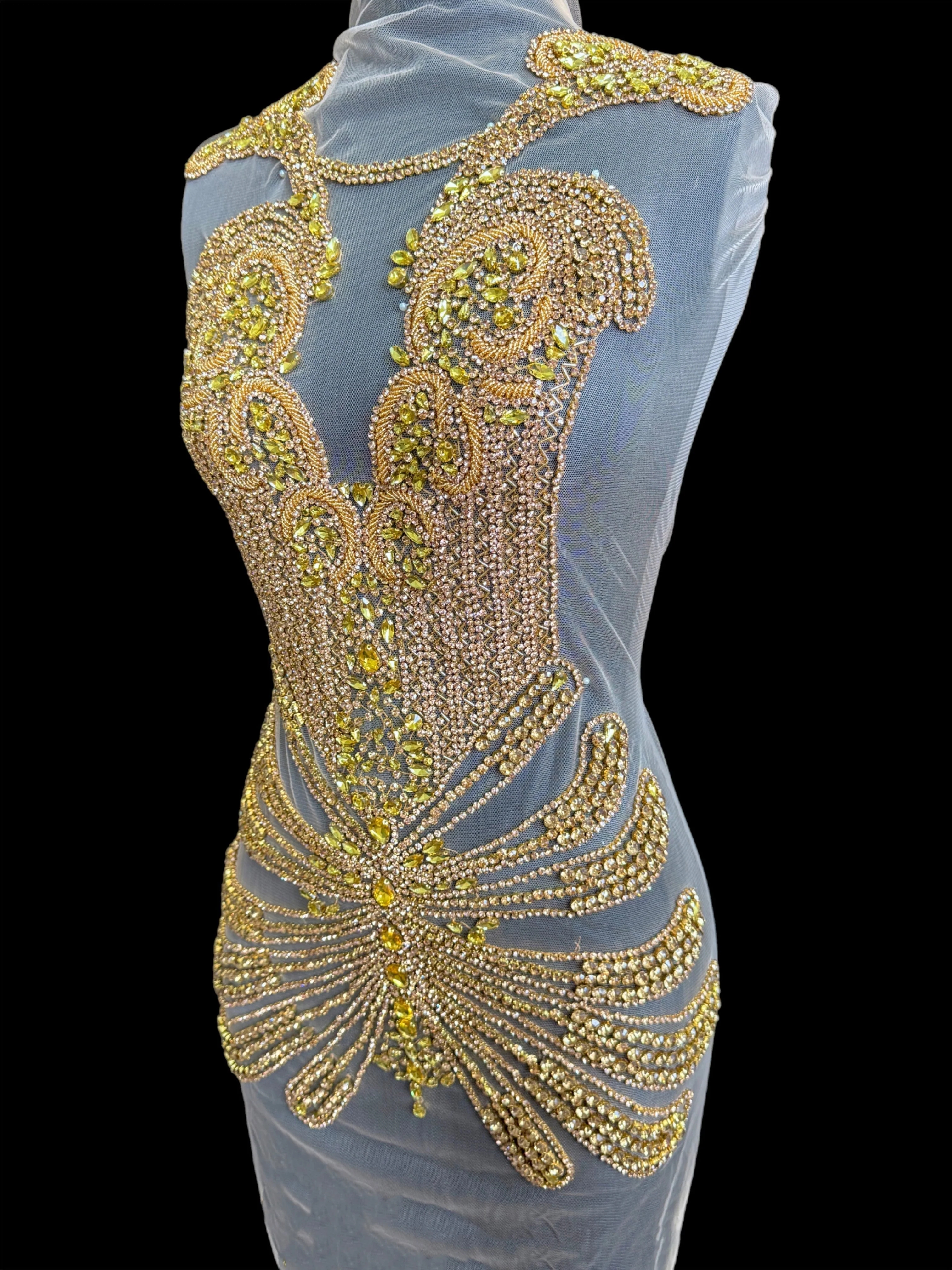 Bebe Gold Rhinestones Bodice Applique - Image 2